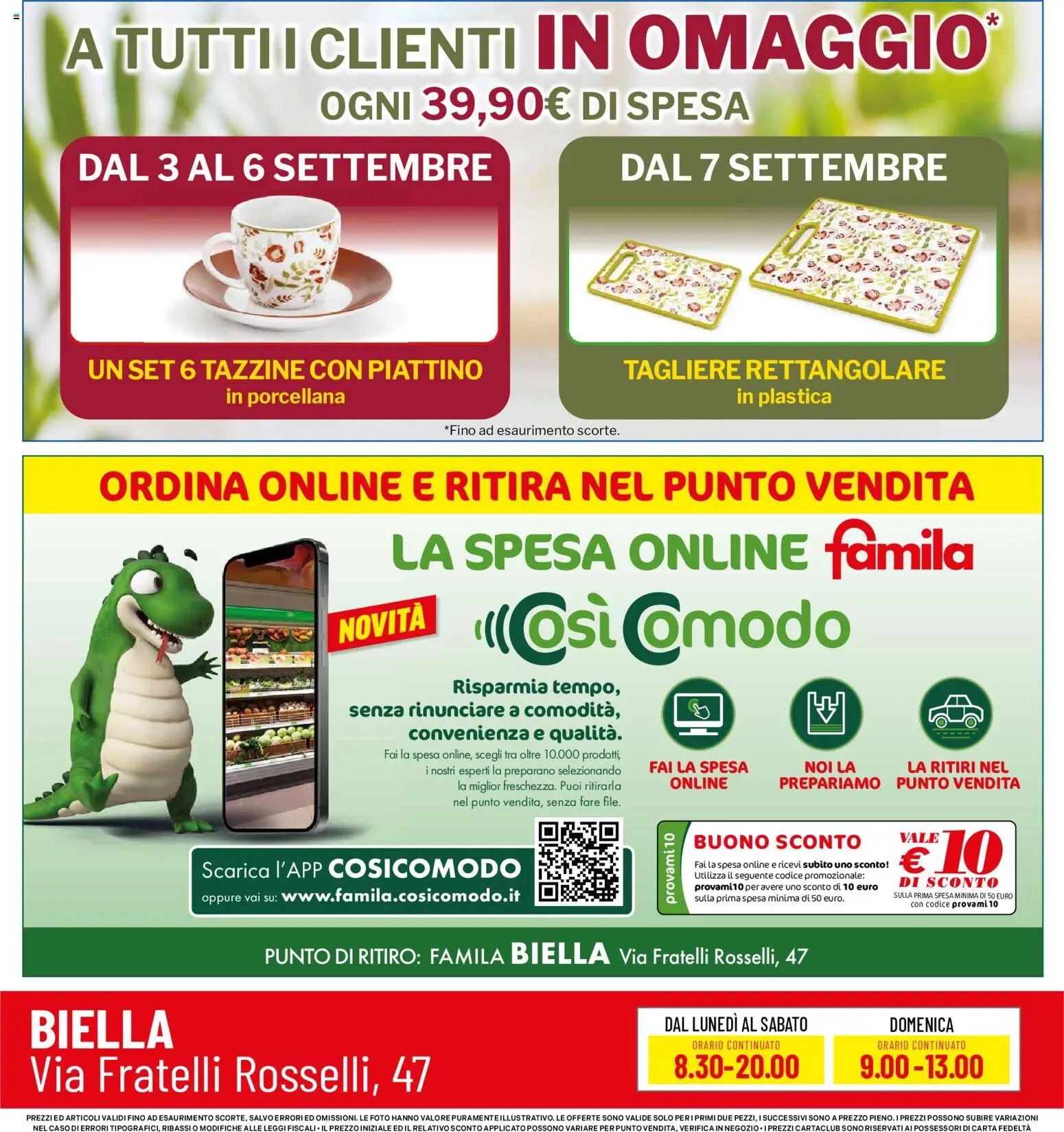 Anteprima dell'opuscolo Famila volantino Biella dal negozio Famila valido da 03/09/2026 - Tagliere