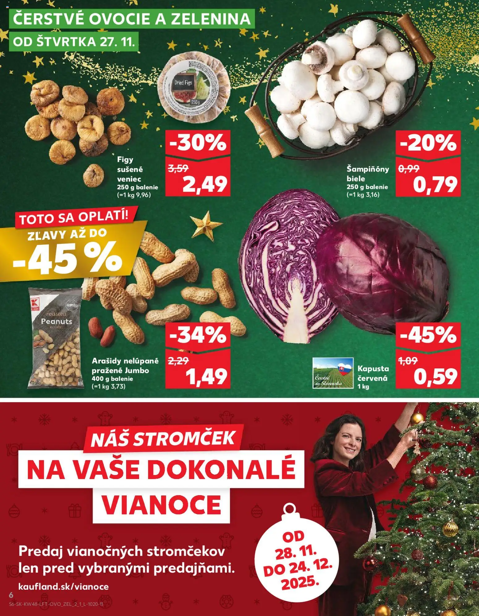 Náhľad Kaufland letáku platného od 27.11.2025 - Ovocie, Kapusta, Arašidy, Kapusta červená