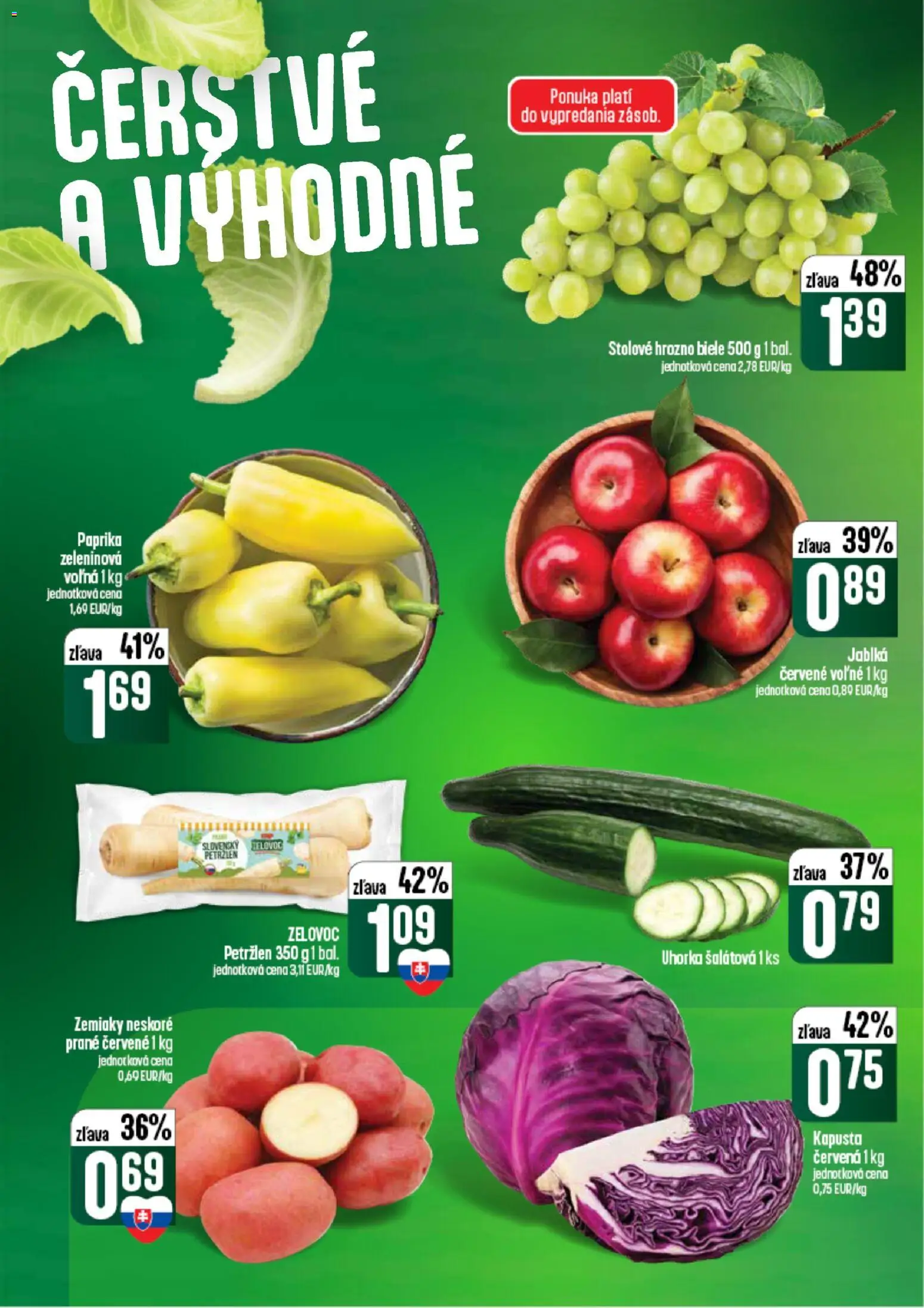 Náhľad COOP Jednota letáku platného od 10.09.2026 - Paprika, Kapusta, Zemiaky, Hrozno, Petržlen, Uhorka, Jablká, Uhorka šalátová