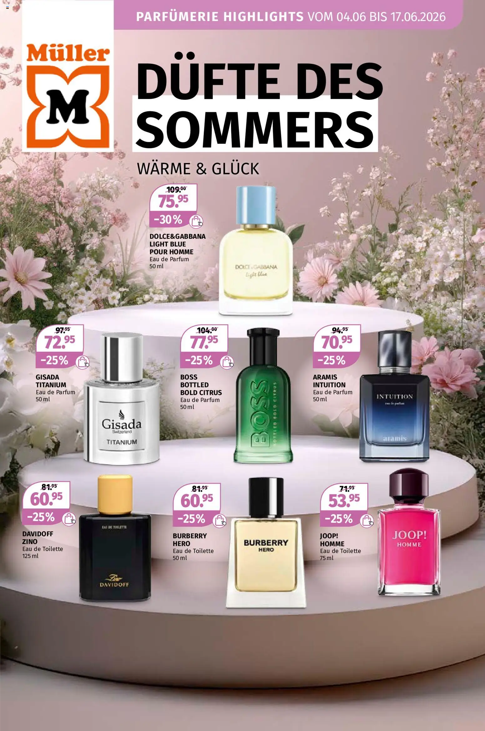 Vorschau des Merkblatts Müller aktionen Beauty-Highlights vom Shop Müller gültig von 04.06.2026 bis 17.06.2026 - Parfüm, Toilette, Eau de toilette, Eau de Parfum