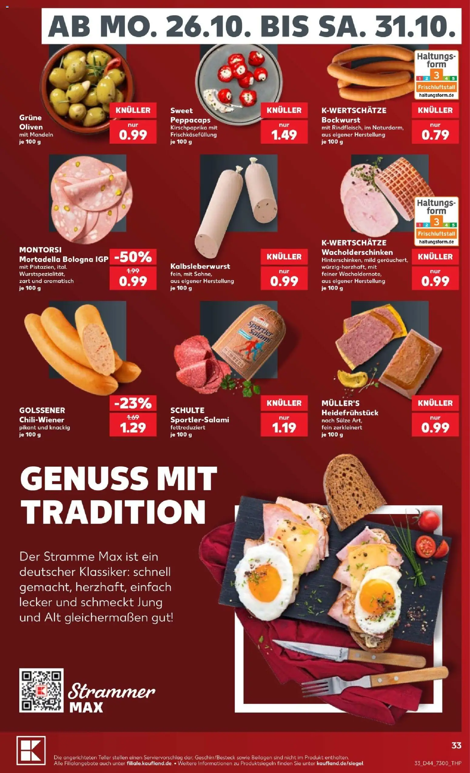 Vorschau von dem Prospekt des Geschäftes Kaufland, gültig ab dem 26.10.2026 - Mandeln, Bockwurst, Beilagen