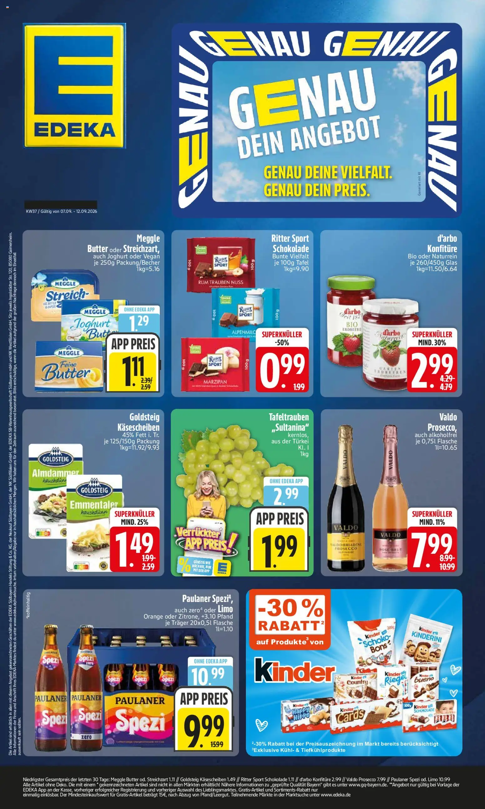 Voorbeeld van Edeka DE - DE Folder van winkel Edeka DE geldig vanaf 07-09-2026 - Glas, Tafel, Prosecco, Kinder, Rum