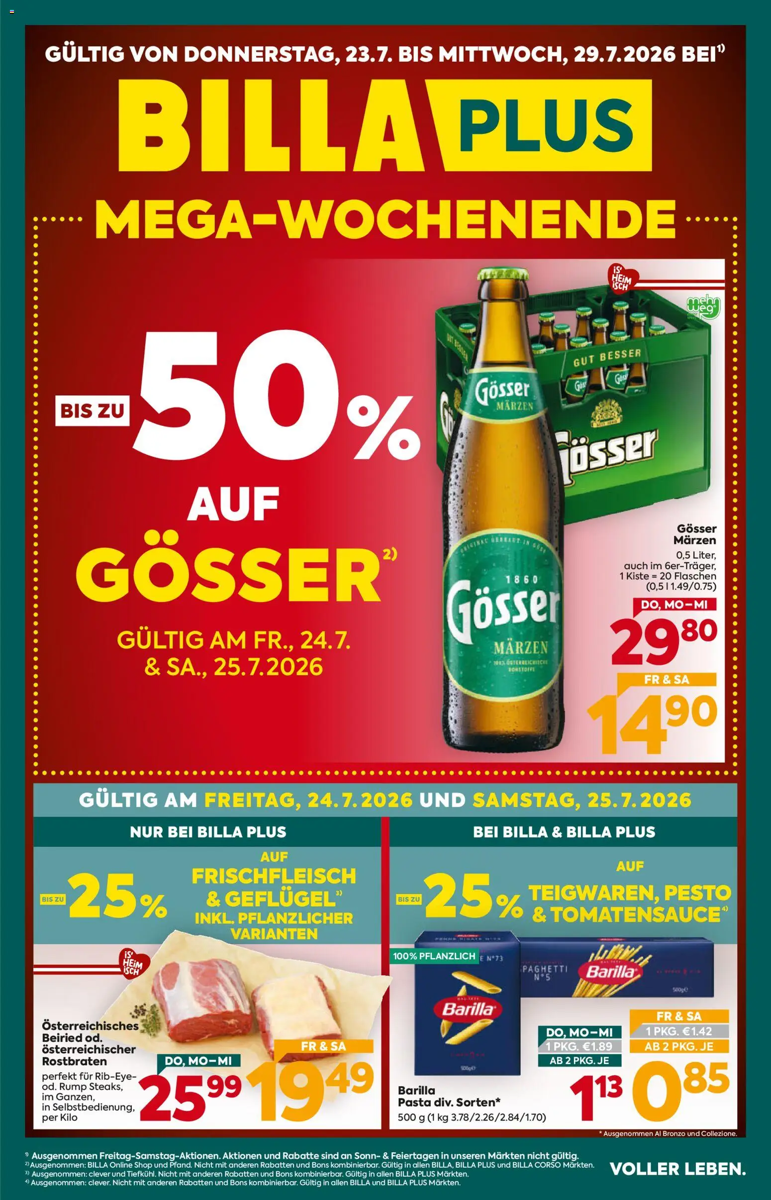 Vorschau der Angebote: Billa Plus Billa Plus Flugblatt gültig ab 23.07.2026 - Pasta, Barilla