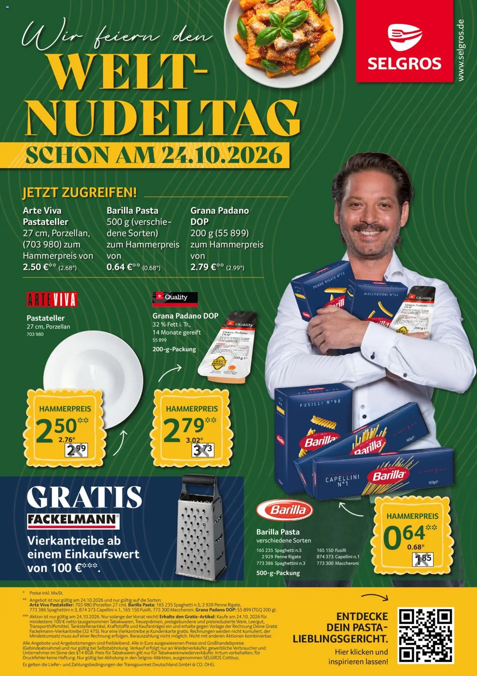 Vorschau von dem Prospekt des Geschäftes Selgros, gültig ab dem 24.10.2026 - Pasta, Spaghetti, Grana Padano, Barilla