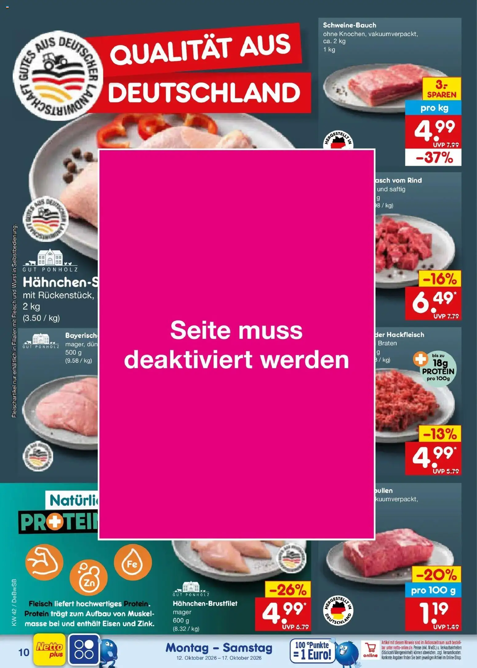 Vorschau von dem Prospekt des Geschäftes Netto Marken-Discount, gültig ab dem 12.10.2026 - Wurst, Fleisch, Hackfleisch, Schweinebauch