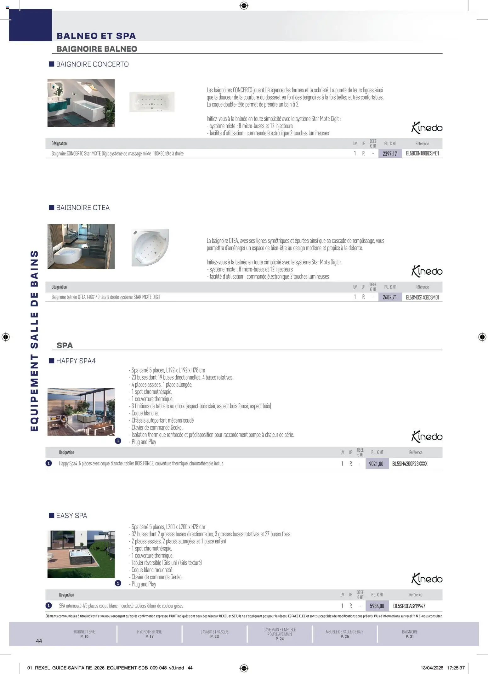Prévisualisation de Rexel - Brochure Sanitaire du magasin Rexel formulaire valide 20/04/2026 - Cascade, Meuble, Clavier, Baignoire, Meuble de salle de bain, Couverture, Lavabo, Tablier