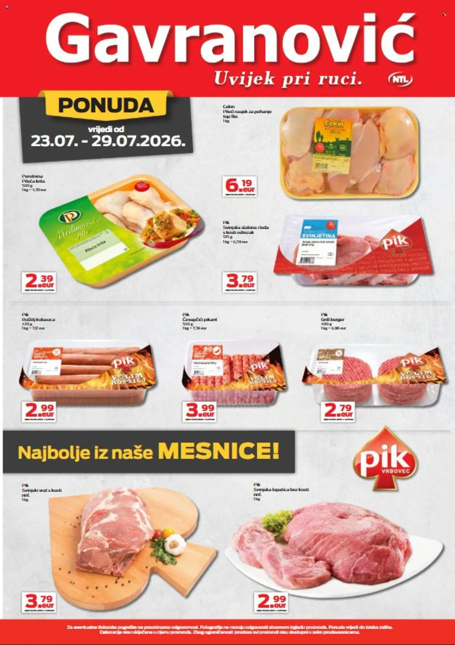 Pregled letka Gavranović Katalog trgovine Gavranović vrijedi od 23.07.2026