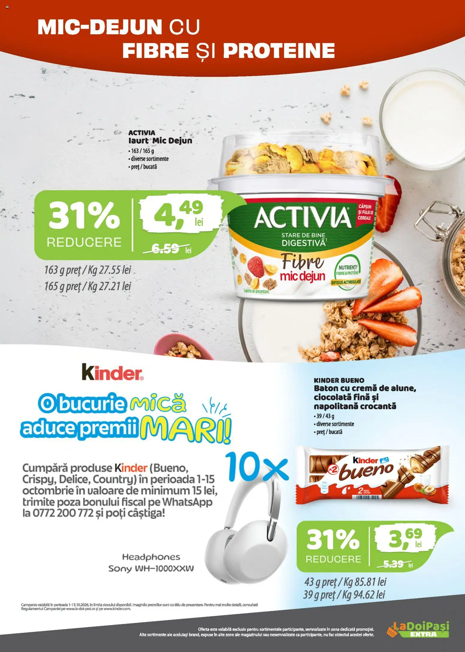 Previzualizarea de cataloage: LaDoiPași LaDoiPași Catalog extra valabil de la 01.10.2026 - Ciocolată, Proteine, Cereale, Cremă, Activia, Fulgi