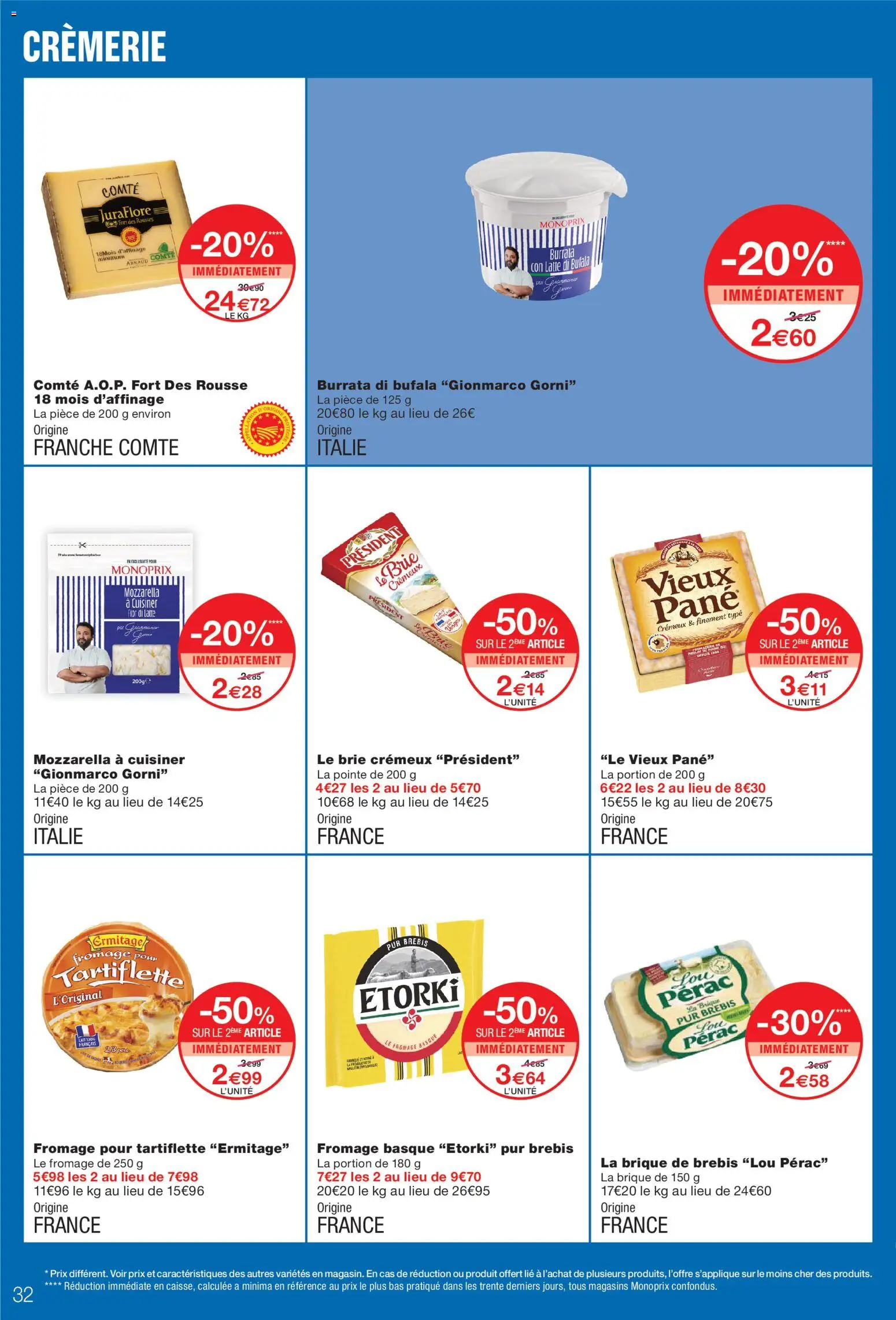 Prévisualisation de Monoprix catalogue du magasin Monoprix formulaire valide 08/09/2026 - Tartiflette, Fromage, Mozzarella, Lait, Brique, Brie, Fromage pour tartiflette, Burrata di bufala