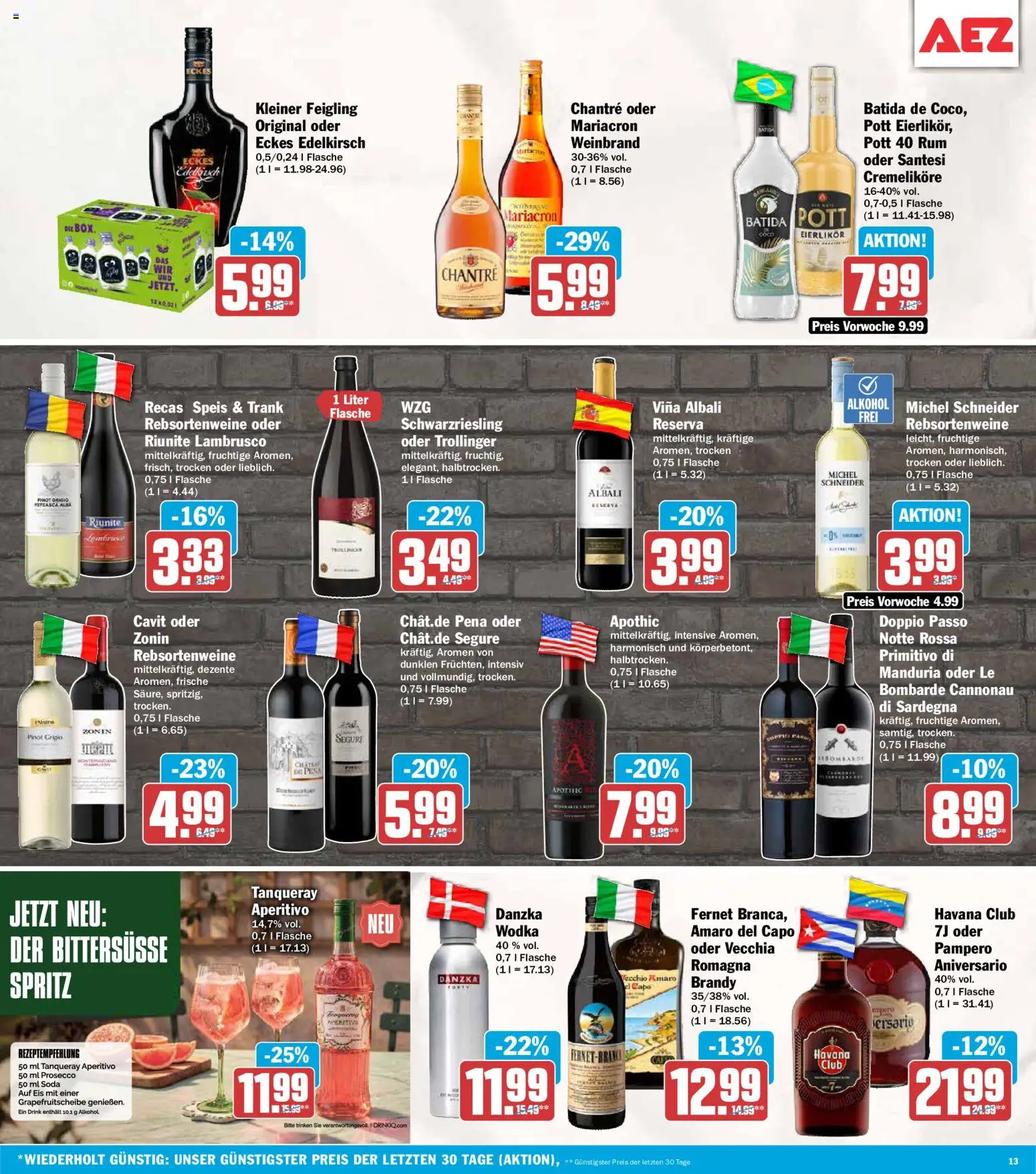 Vorschau von dem Prospekt des Geschäftes AEZ, gültig ab dem 05.10.2026 - Alkohol, Havana club, Prosecco, Rum, Wodka, Doppio Passo, Fernet, Chantré