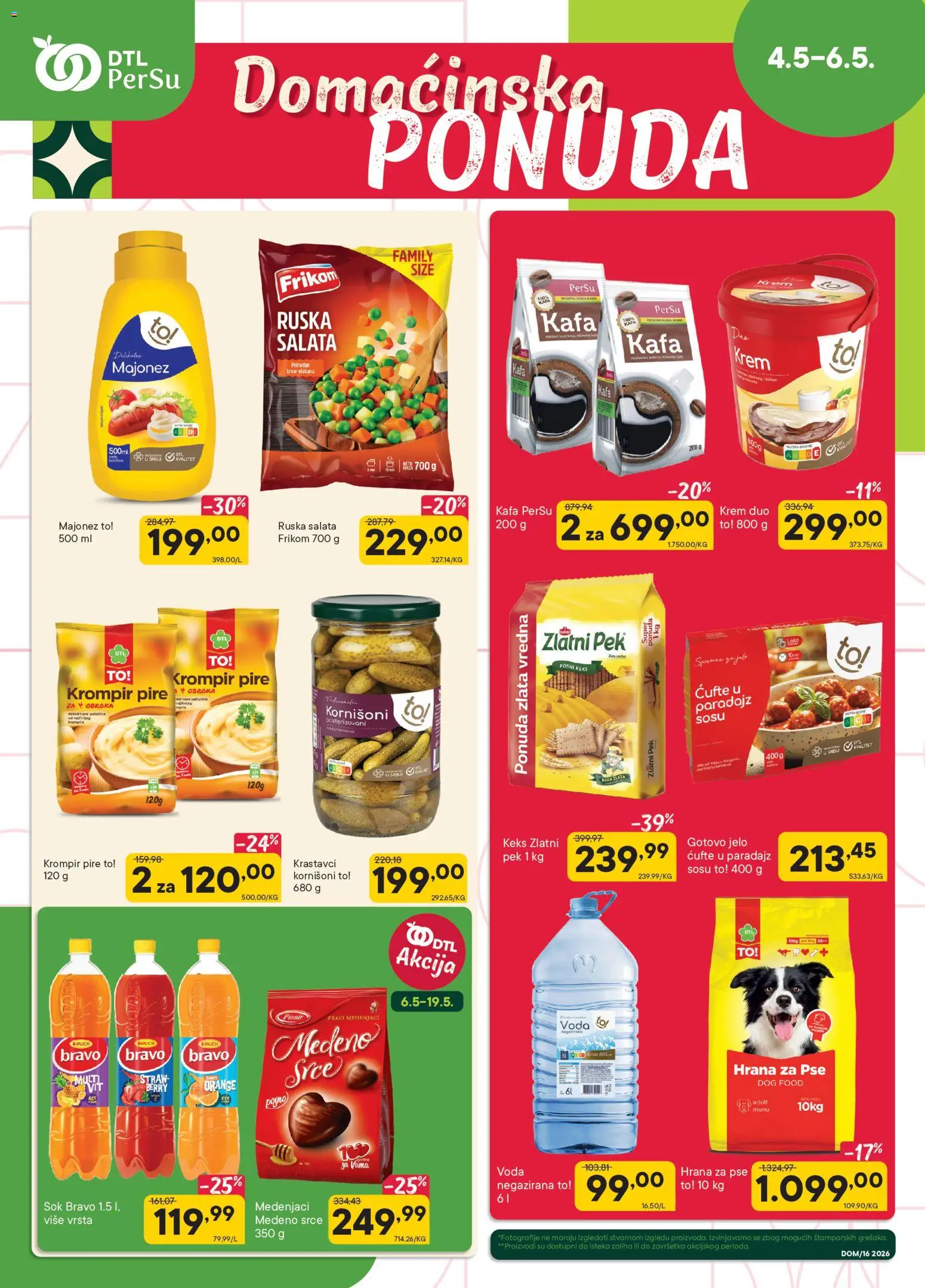 Pregled PerSu kataloga - važi od 04.05.2026 - Ruska salata, Kafa, Paradajz, Keks, Salata, Sok, Krem, Pire