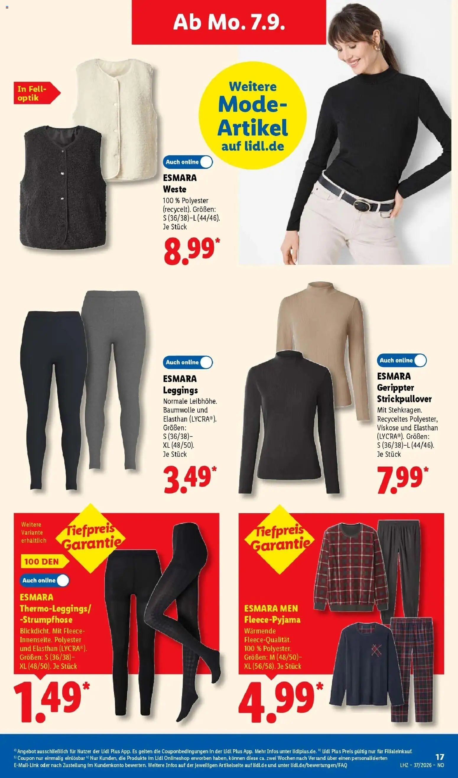 Vorschau von dem Prospekt des Geschäftes Lidl, gültig ab dem 07.09.2026 - Leggings, Weste, Strumpfhose