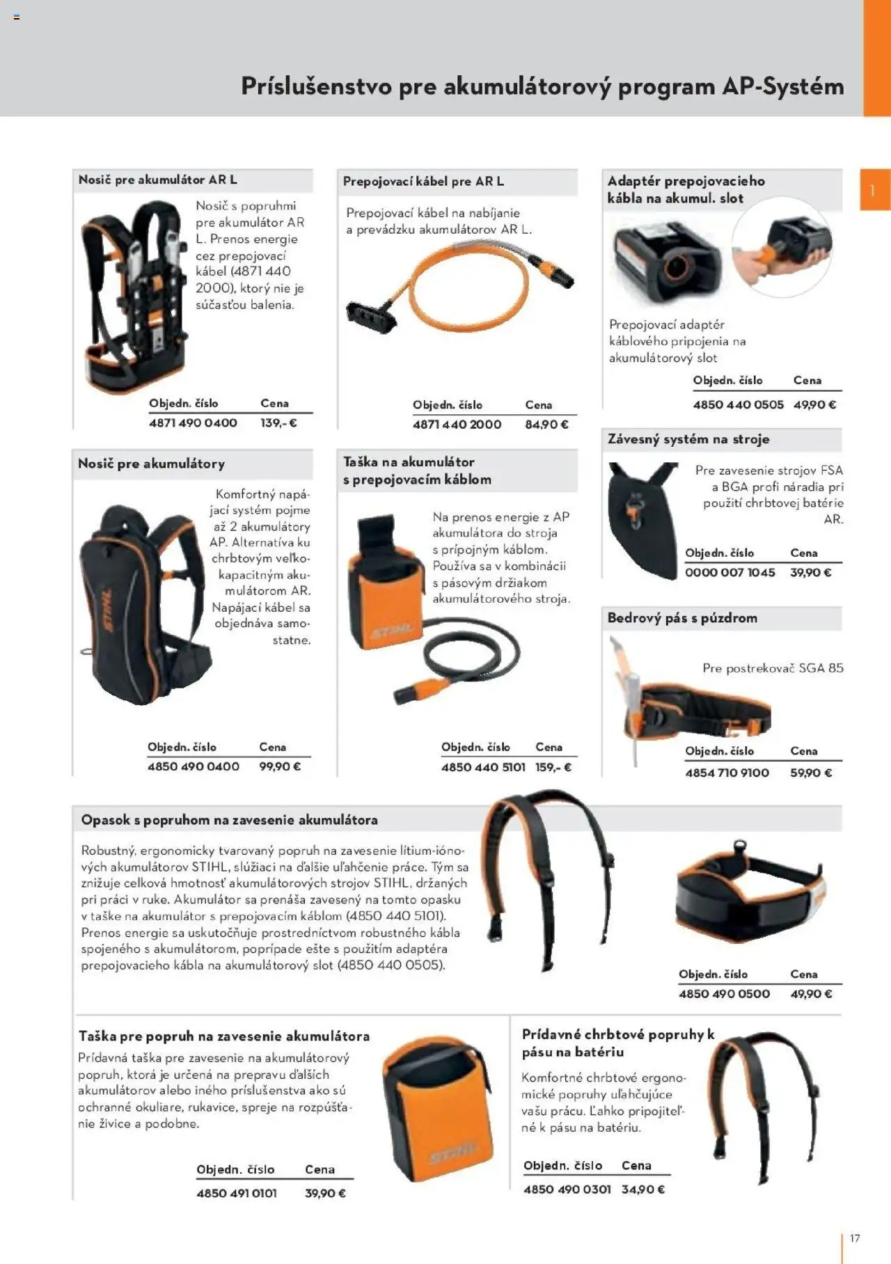 Náhľad STIHL letáku platného od 29.09.2025 - Opasok, Taška, Aku, Akumulátor, Pás, Kábel, Adaptér