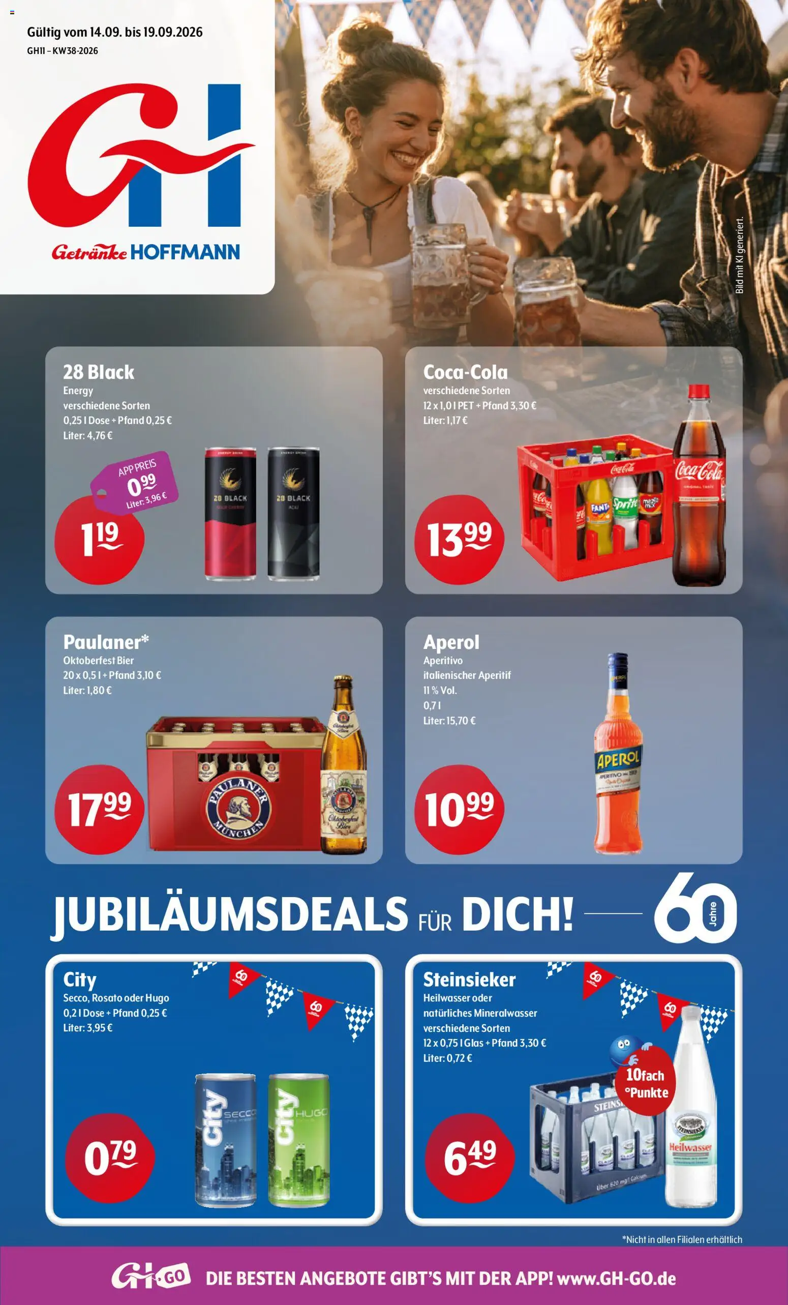 Vorschau von dem Prospekt des Geschäftes Getränke Hoffmann, gültig ab dem 14.09.2026 - Bier, Aperol, Mineralwasser, Hugo, Energy