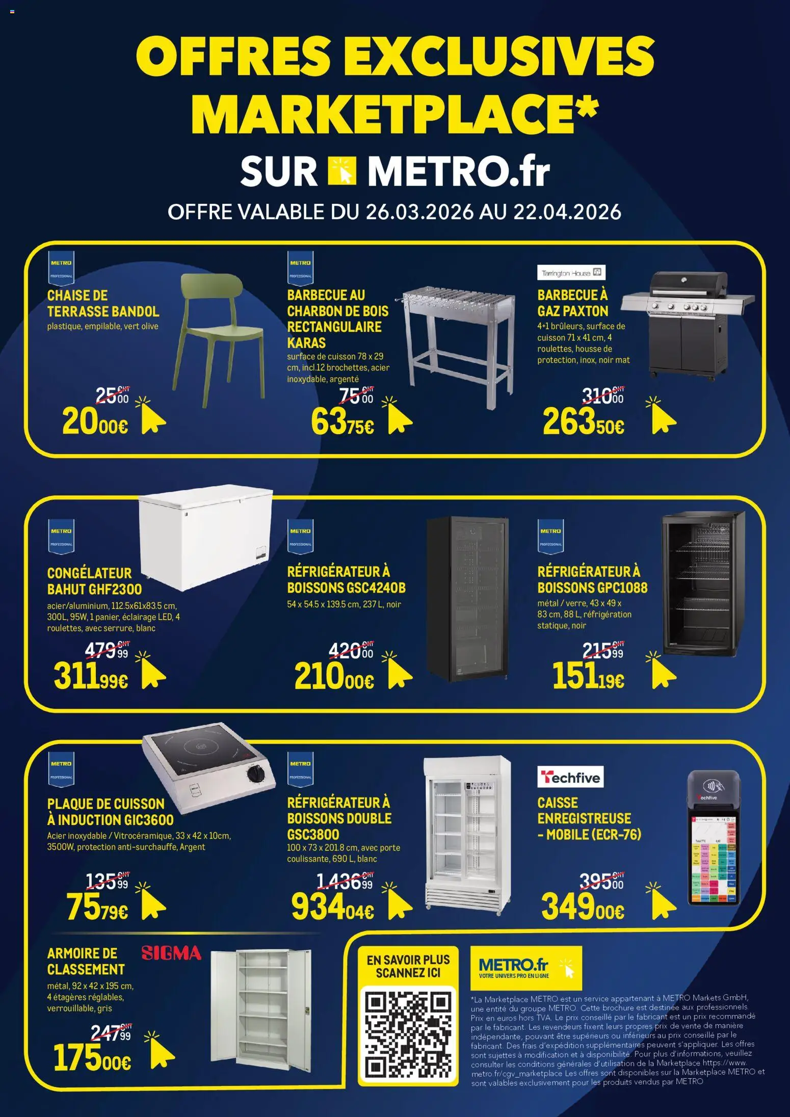Prévisualisation de METRO catalogue du magasin METRO formulaire valide 26/03/2026 - Barbecue, Réfrigérateur, Chaise, Armoire, Plaque de cuisson, Porte, Olive, Charbon De Bois