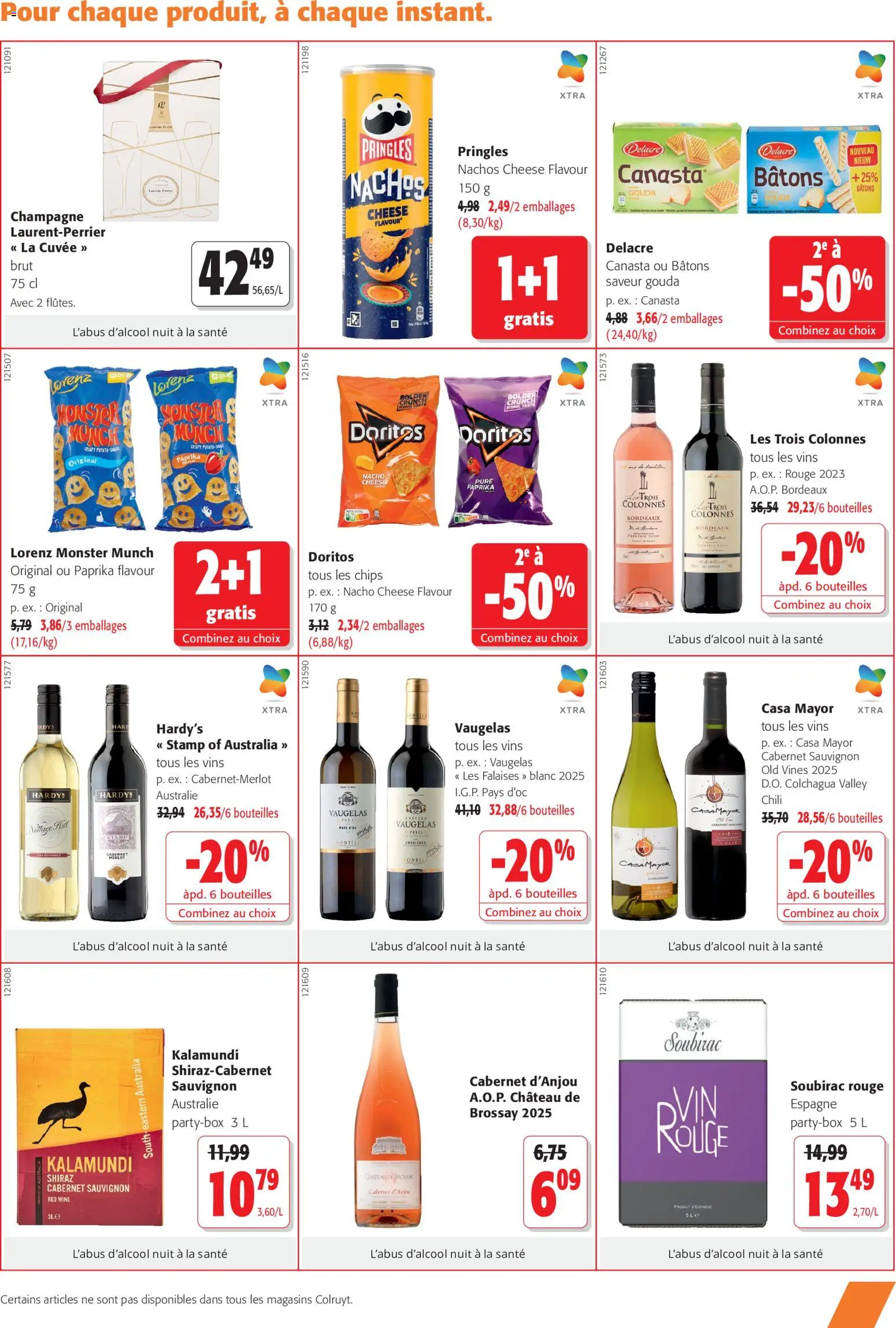 Prévisualisation de Colruyt Toutes les offres du magasin Colruyt formulaire valide 21/10/2026 - Champagne, Nachos, Paprika, Chips, Pringles, Gouda, Cabernet Sauvignon