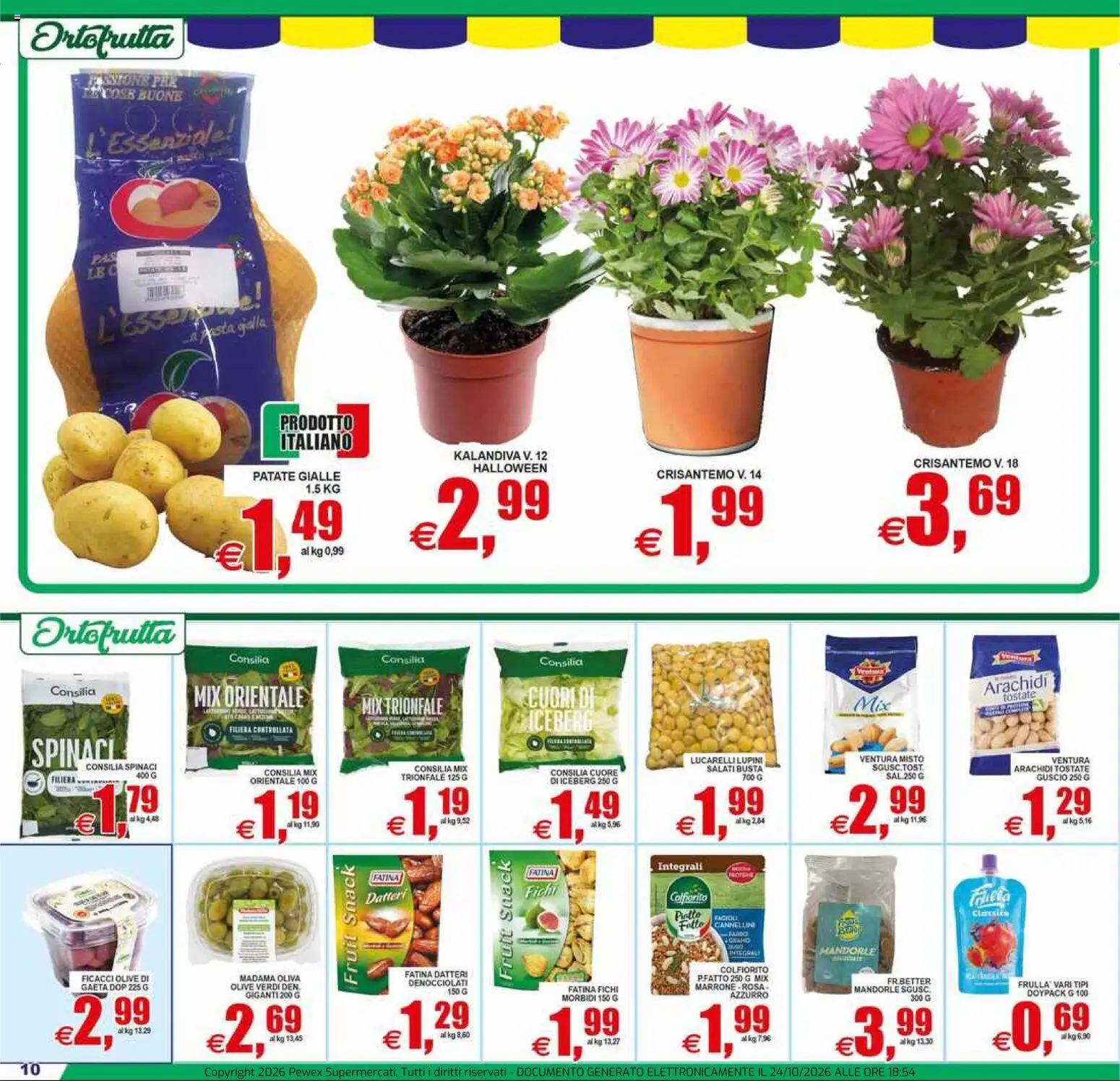Anteprima dell'opuscolo Pewex volantino Ultramercato Irnerio dal negozio Pewex valido da 23/10/2026 - Lupini, Fichi, Mandorle, Arachidi, Patate, Spinaci, Olive, Cannellini