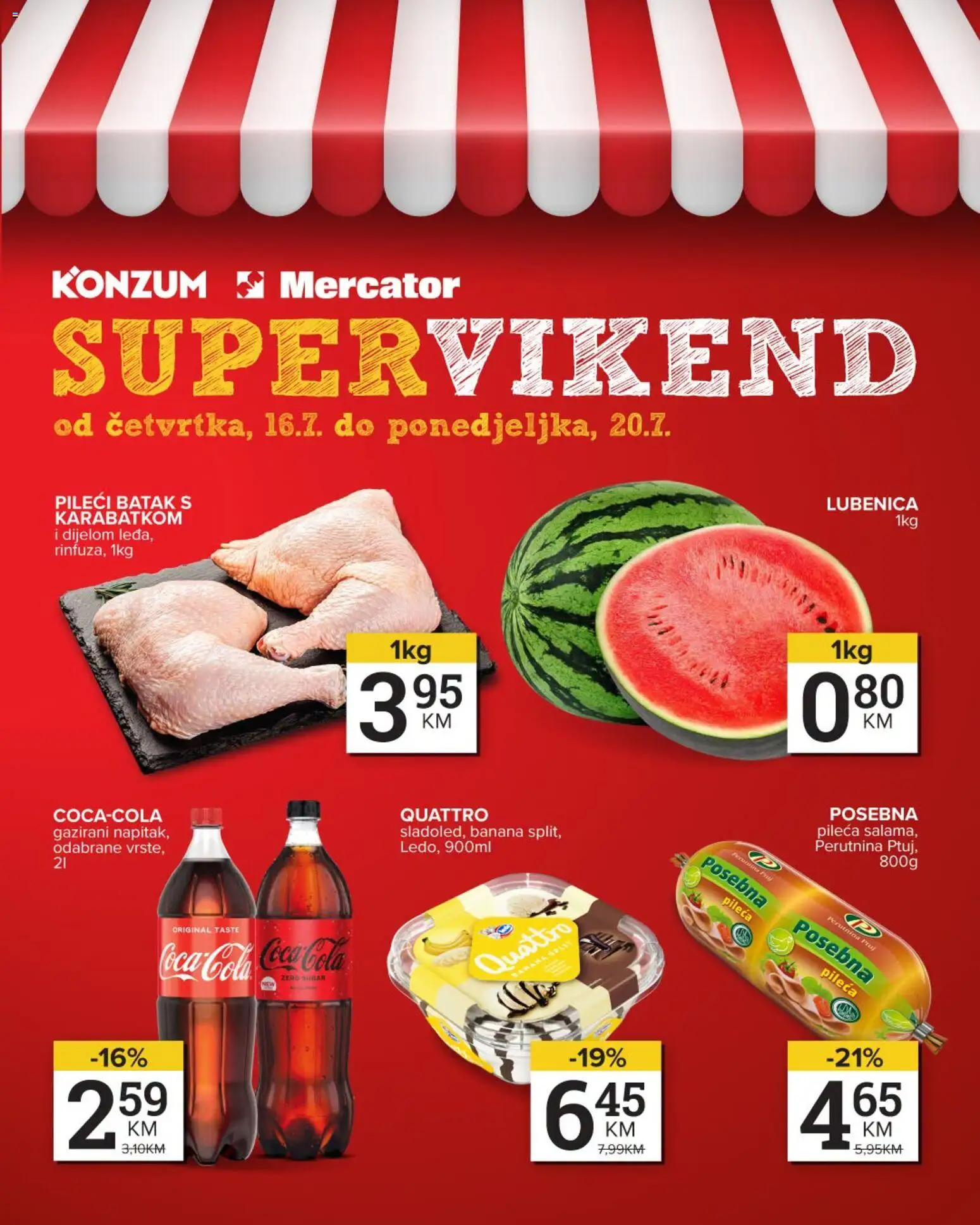 Pregled letka KONZUM vikend akcija trgovine KONZUM vrijedi od 16.07.2026