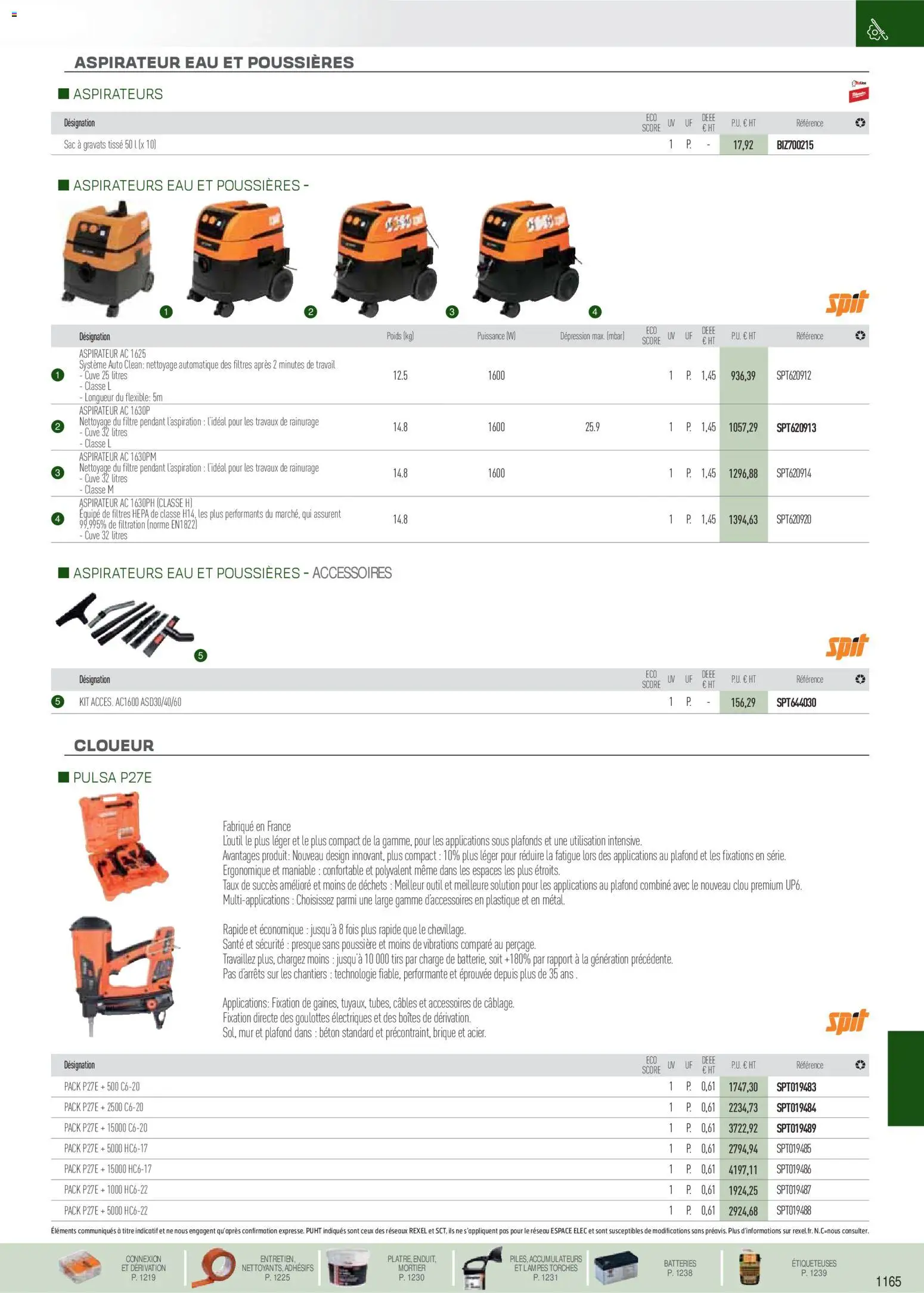Prévisualisation de Brochure EPI, mesure, outillage, fixations et consommables du magasin Rexel formulaire valide 18/11/2025 - Aspirateur, Sac, Mortier, Brique, Poids, Filtre