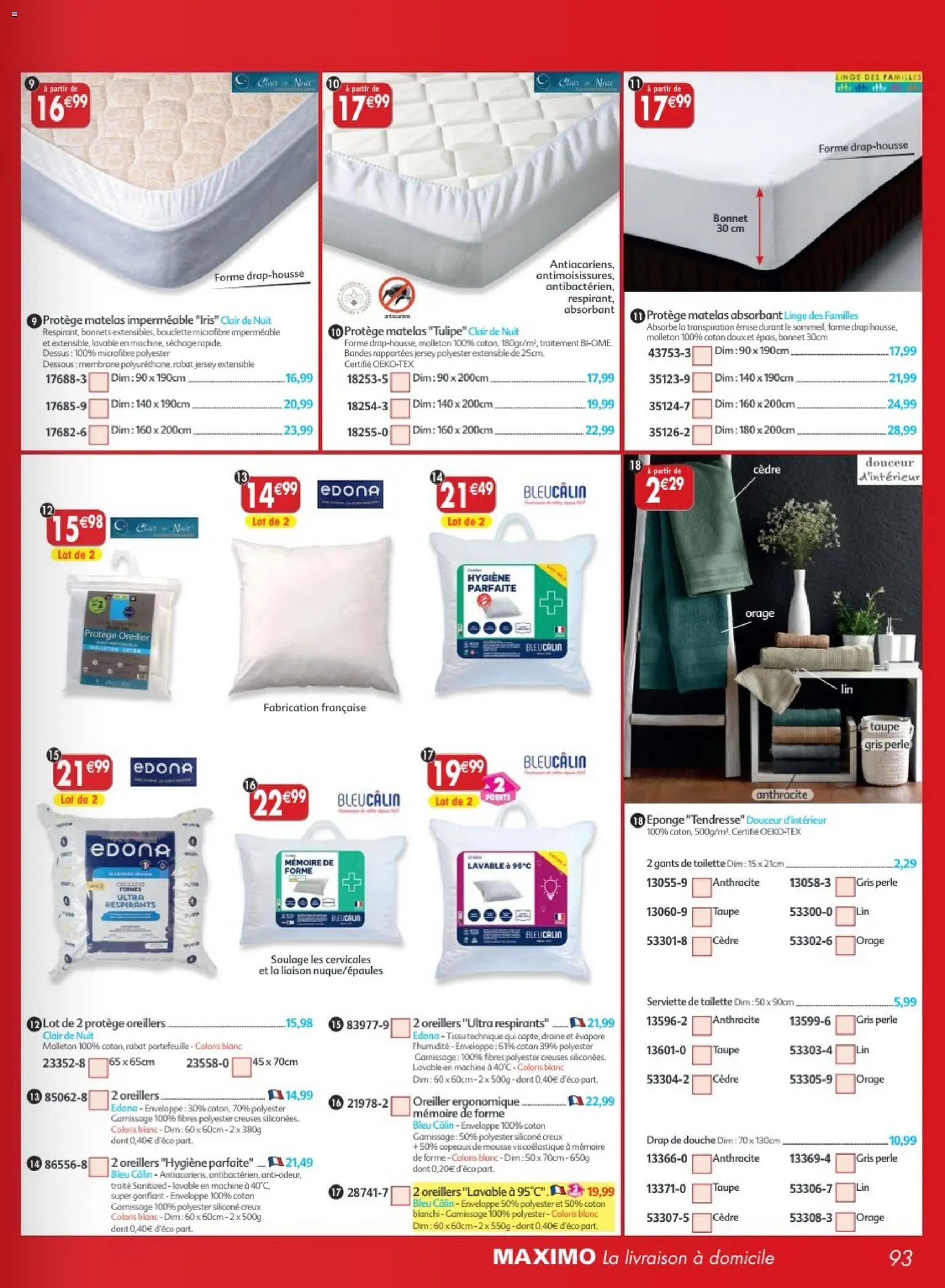 Prévisualisation de Maximo catalogue epicerie du magasin Maximo formulaire valide 24/08/2026 - Matelas, Gants, Oreiller, Bonnet, Enveloppe, Eponge, Hygiène, Serviette de toilette