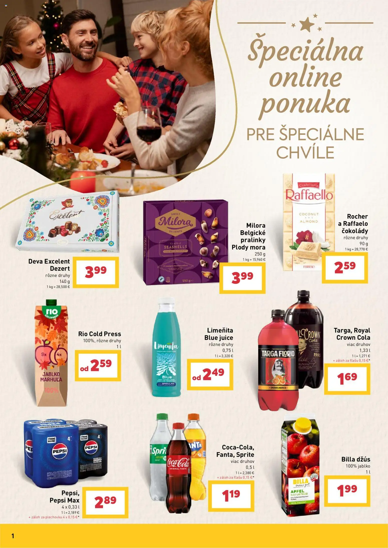 Náhľad Billa letáku platného od 14.10.2026 - Raffaello, Dezert, Pepsi, Cola, Džús, Sprite, Pepsi Max