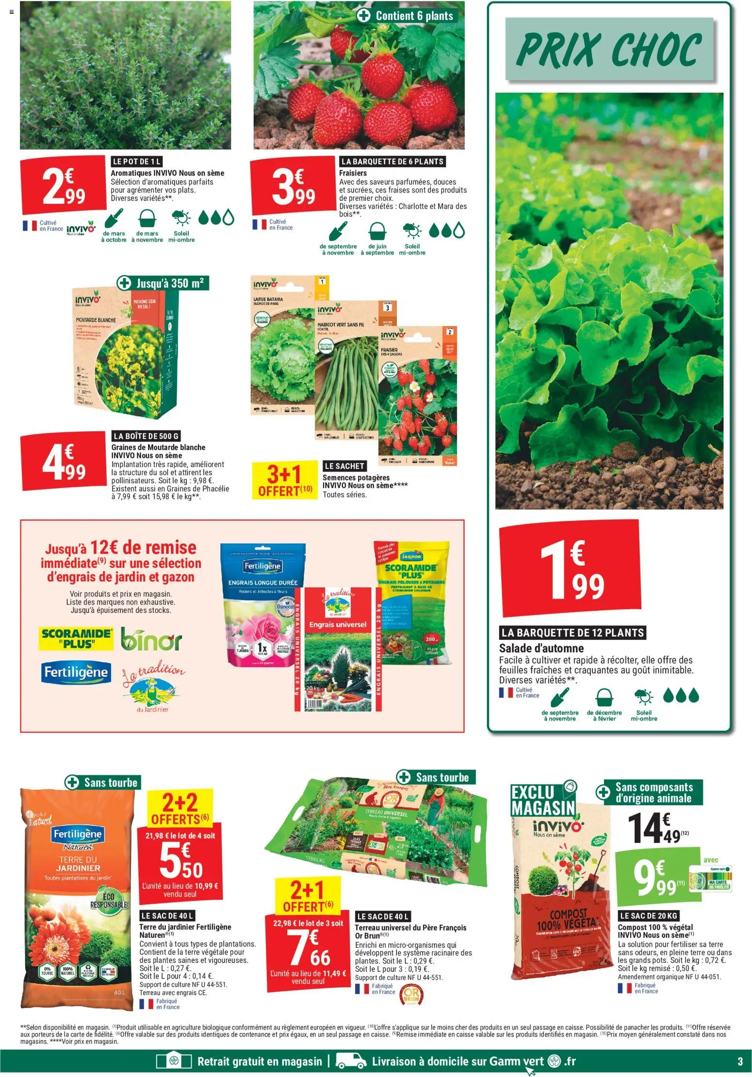 Prévisualisation de Gamm vert - Gamm vert MANIA du magasin Gamm vert formulaire valide 09/09/2026 - Fleurs, Sac, Plantes, Fraises, Graines, Engrais, Base, Terreau Universel