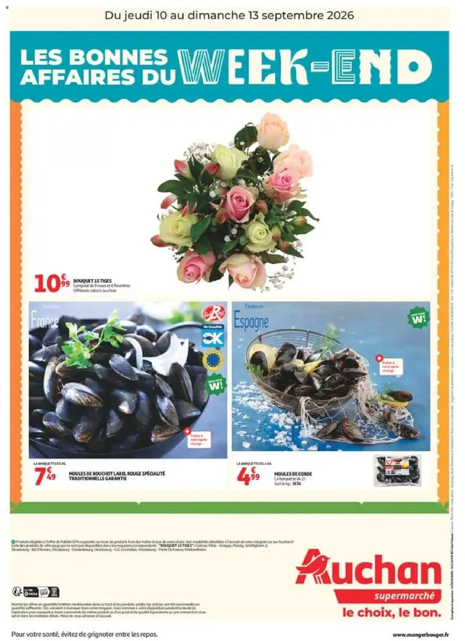 Prévisualisation de Auchan les bons plans du week-end dans votre super du magasin Auchan formulaire valide 10/09/2026 - Moules, Moules de bouchot