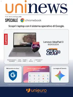 Anteprima dell'opuscolo Unieuro volantino Chromebook dal negozio Unieuro valido da 11/06/2026
