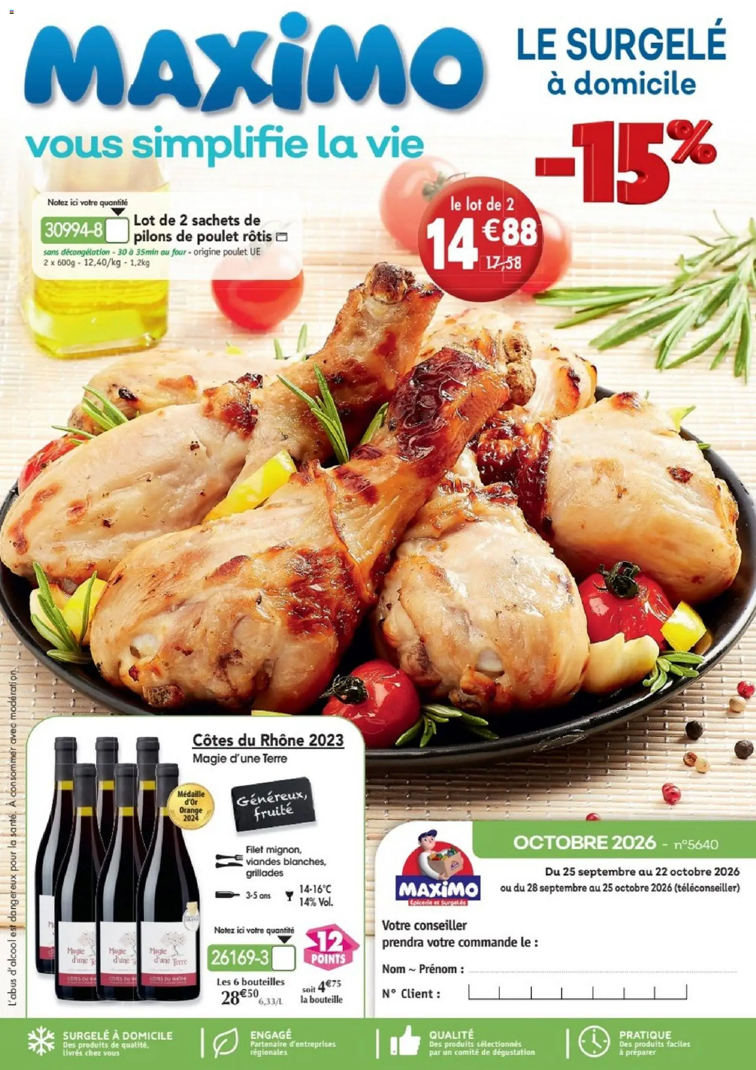Prévisualisation de Maximo catalogue du magasin Maximo formulaire valide 28/09/2026 - Orange, Poulet, Four, Livres, Pilons de poulet, Bouteille, Pilons