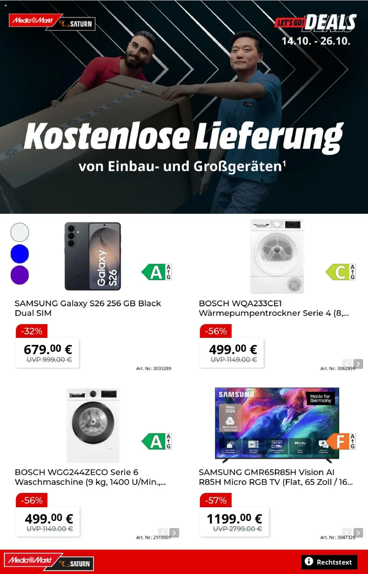 Vorschau von dem Prospekt des Geschäftes Media Markt, gültig ab dem 14.10.2026 - Samsung, Waschmaschine, TV, Bosch