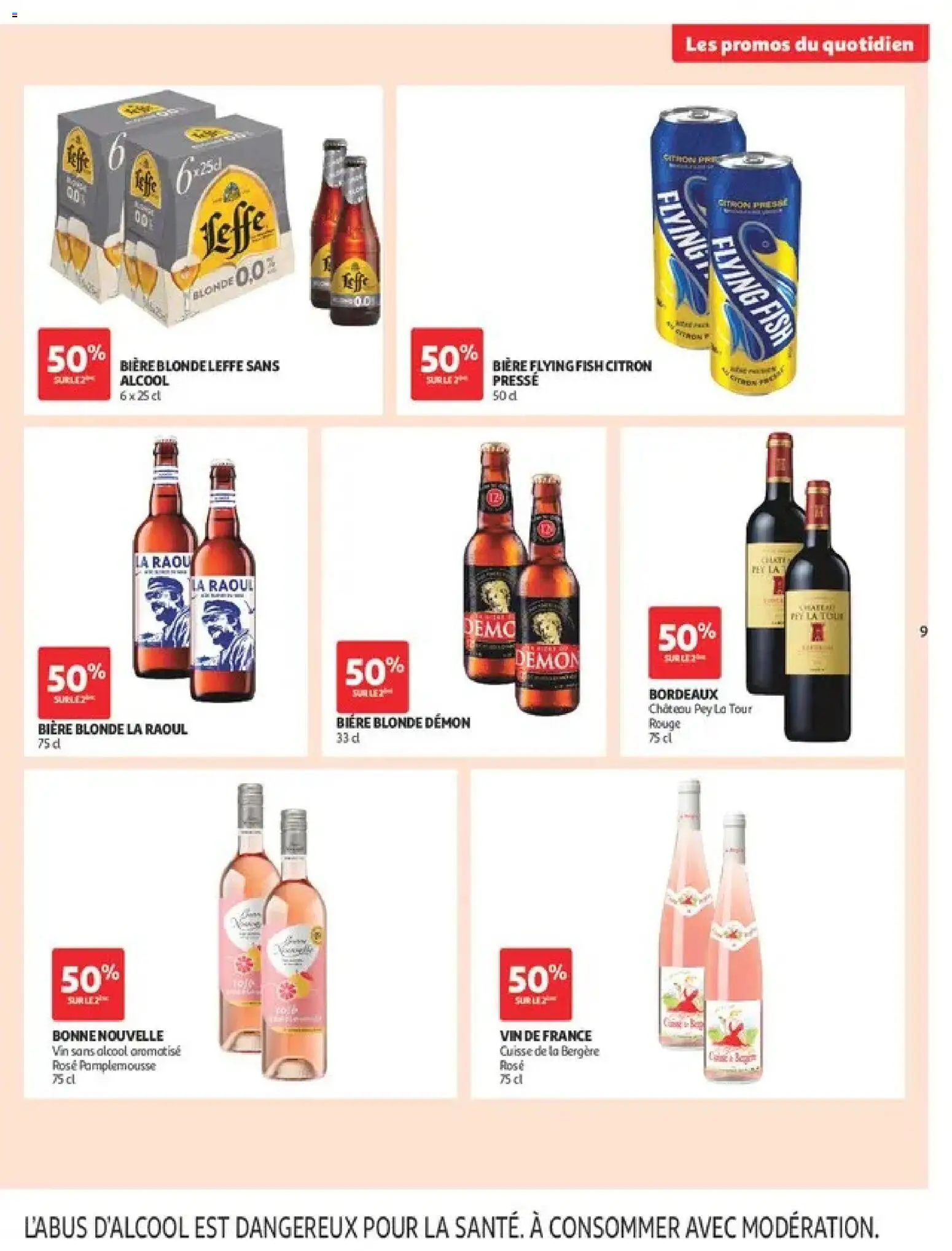 Prévisualisation de Auchan Les promos du moment du magasin Auchan formulaire valide 01/09/2026 - Vin, Bière, Pamplemousse, Vin sans alcool, Cuisse, Bière blonde, Biere blonde leffe, Alcool