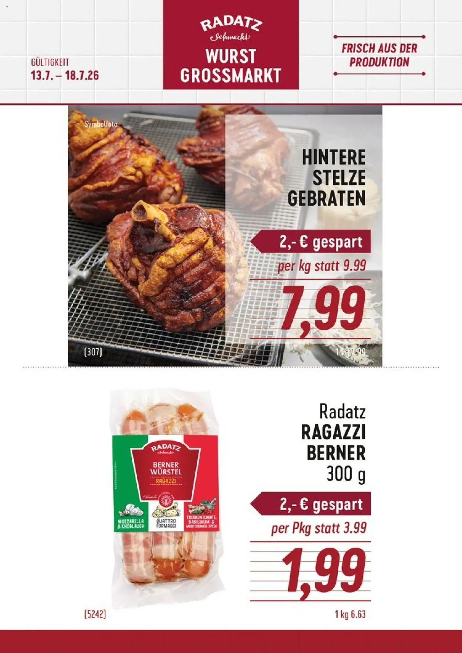 Vorschau der Angebote: Radatz Radatz Flugblatt gültig ab 13.07.2026 - Wurst, Knoblauch