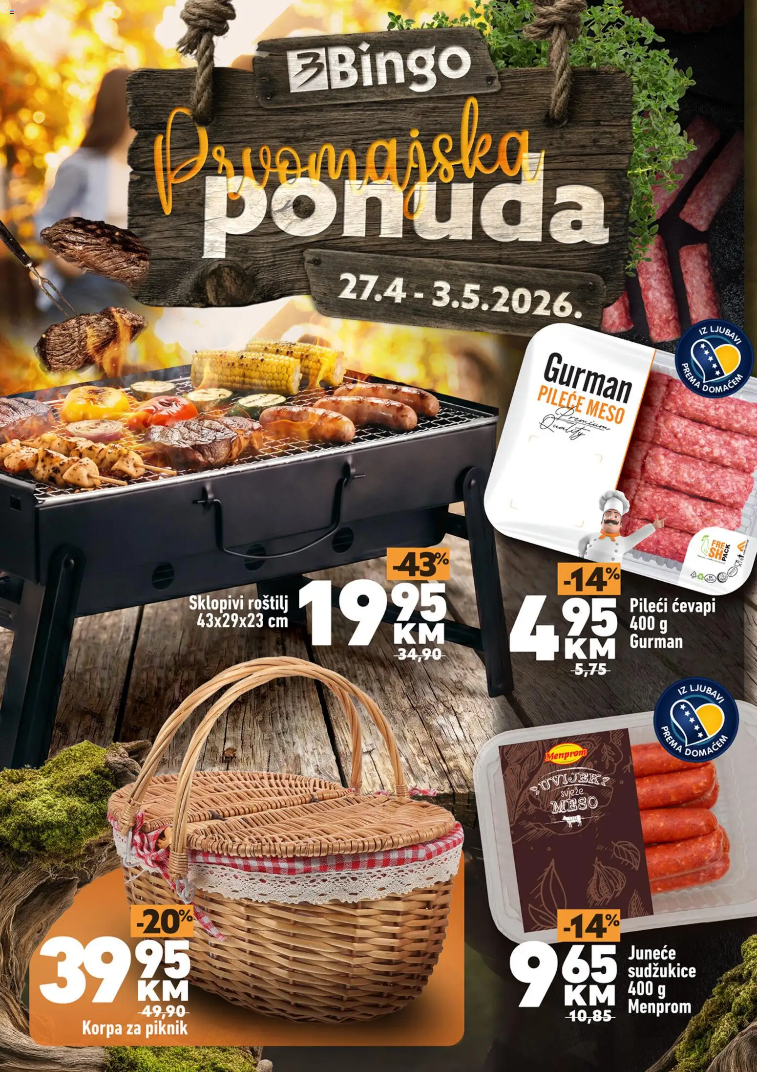 Pregled letka Bingo Prvomajska ponuda trgovine Bingo vrijedi od 27.04.2026