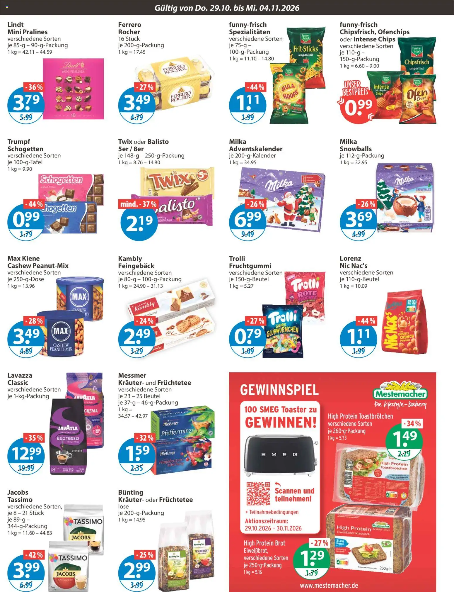 Vorschau von dem Prospekt des Geschäftes V-Markt, gültig ab dem 29.10.2026 - Brot, Toaster, Tassimo, Ofen, Milka, Cashew, Spezialitäten, Früchtetee