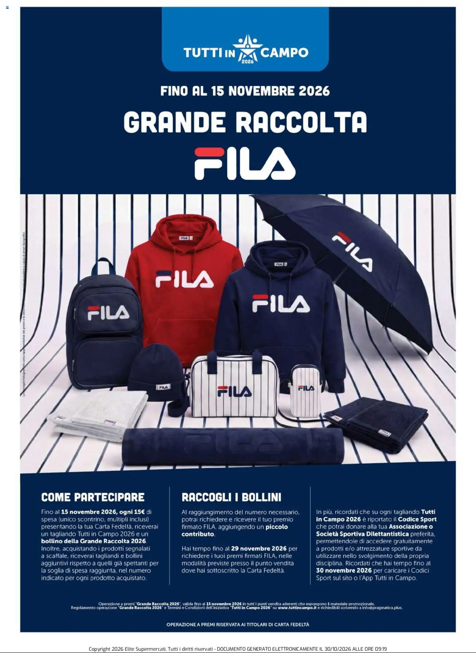Anteprima dell'opuscolo Elite Supermercati volantino Tutti in Campo dal negozio Elite Supermercati valido da 26/10/2026