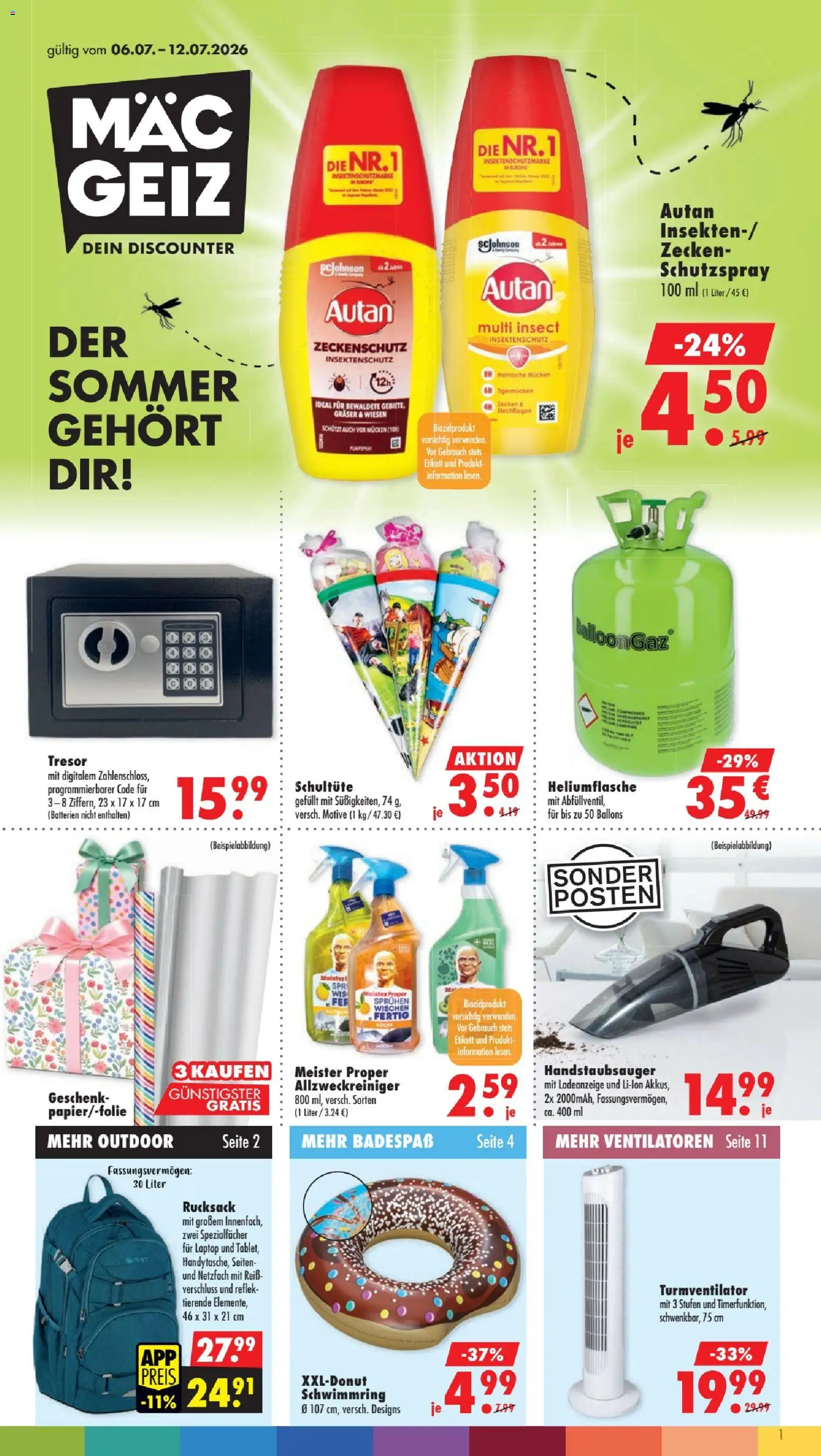 Vorschau von dem Prospekt des Geschäftes Mäc Geiz, gültig ab dem 06.07.2026 - Laptop, Rucksack, Batterien, Turmventilator