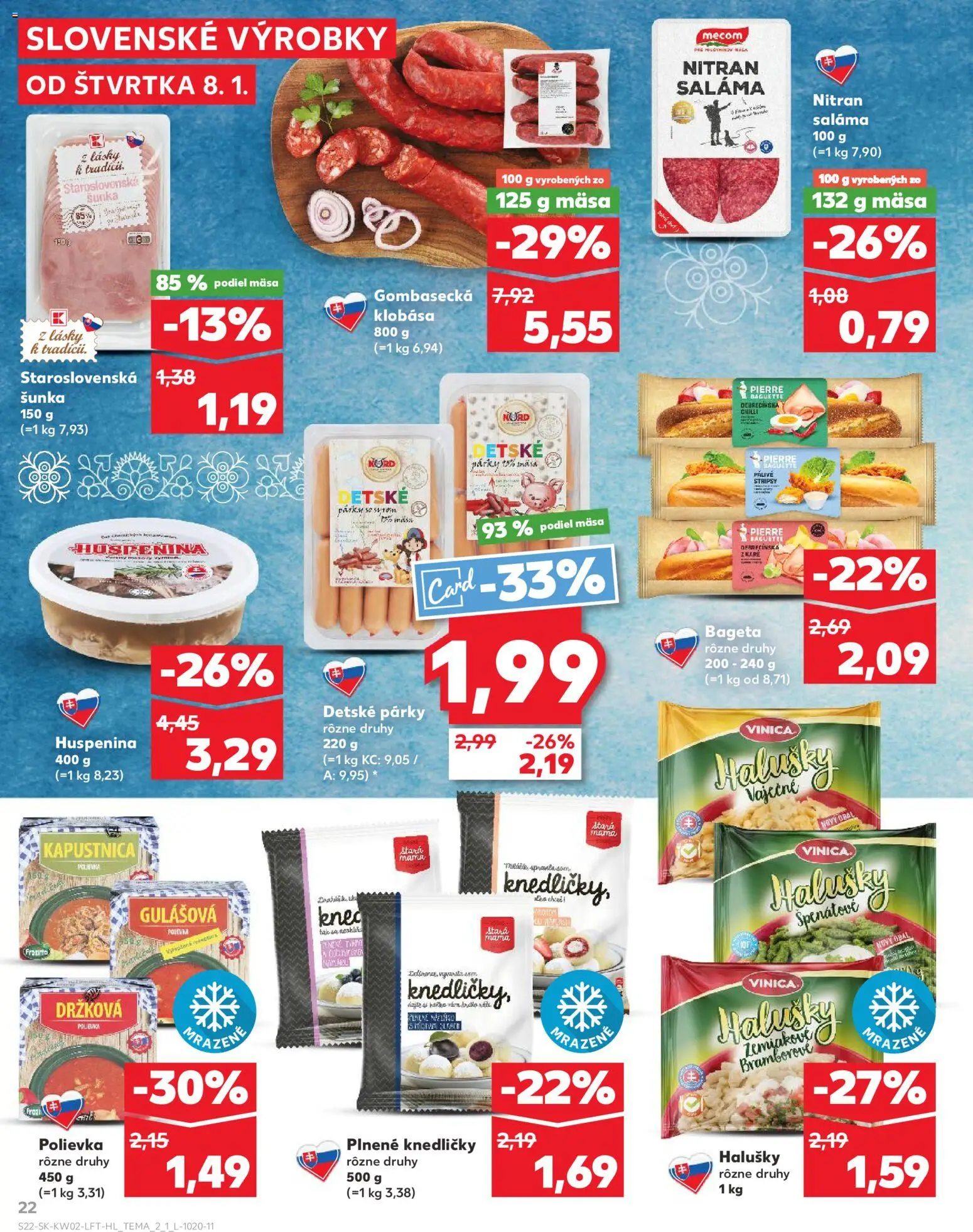 Náhľad Kaufland letáku platného od 08.01.2026 - Klobása, Chilli, Šunka, Párky, Stripsy, Saláma