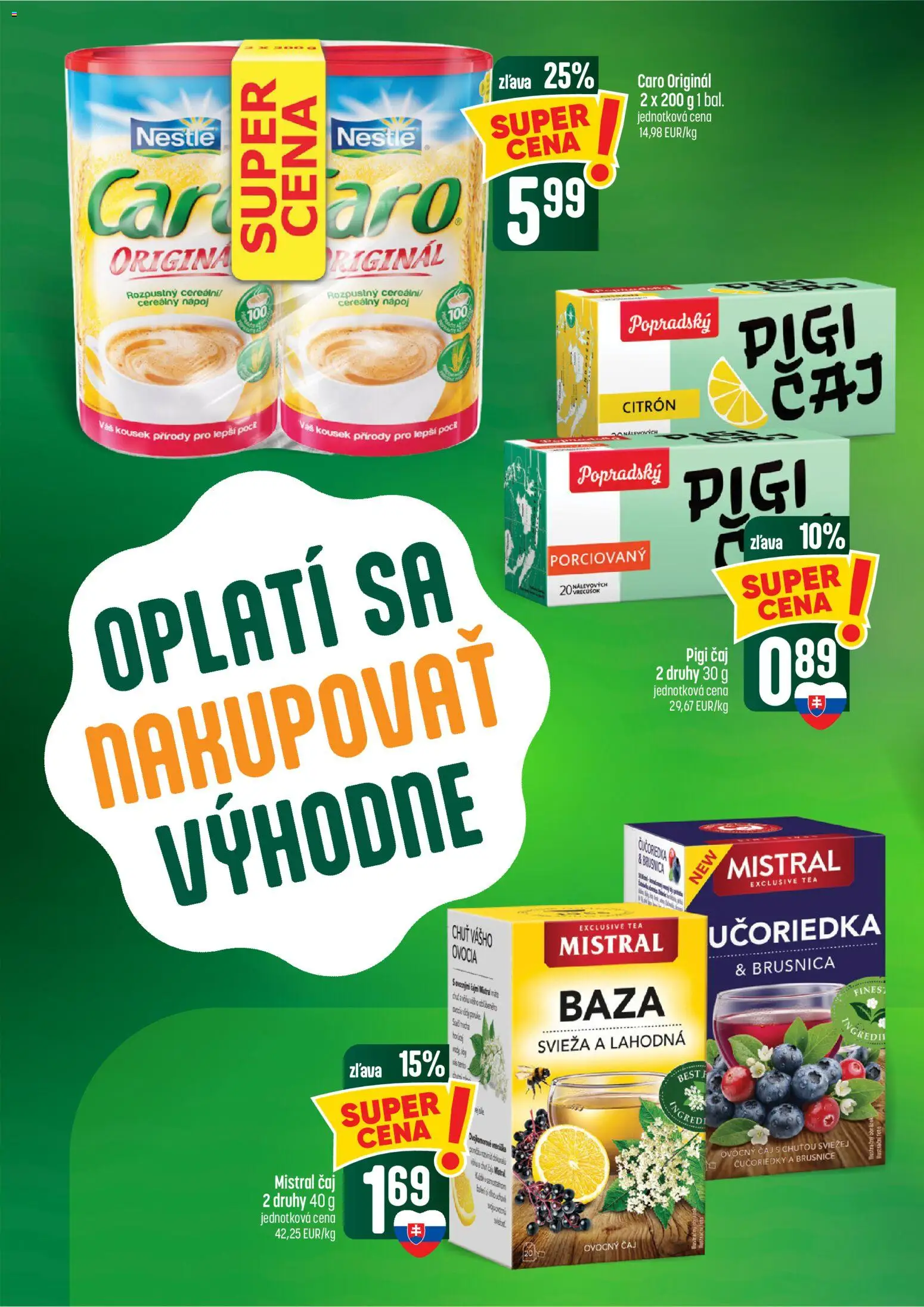 Náhľad COOP Jednota letáku platného od 08.10.2026 - Čučoriedky, Čaj, Brusnice, Caro, Ovocný čaj
