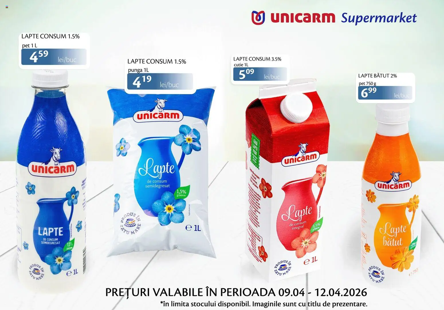 Previzualizarea de cataloage: Unicarm Unicarm Catalog Produse lactate valabil de la 09.04.2026 - Lapte, Cutie, Duș, Pungă