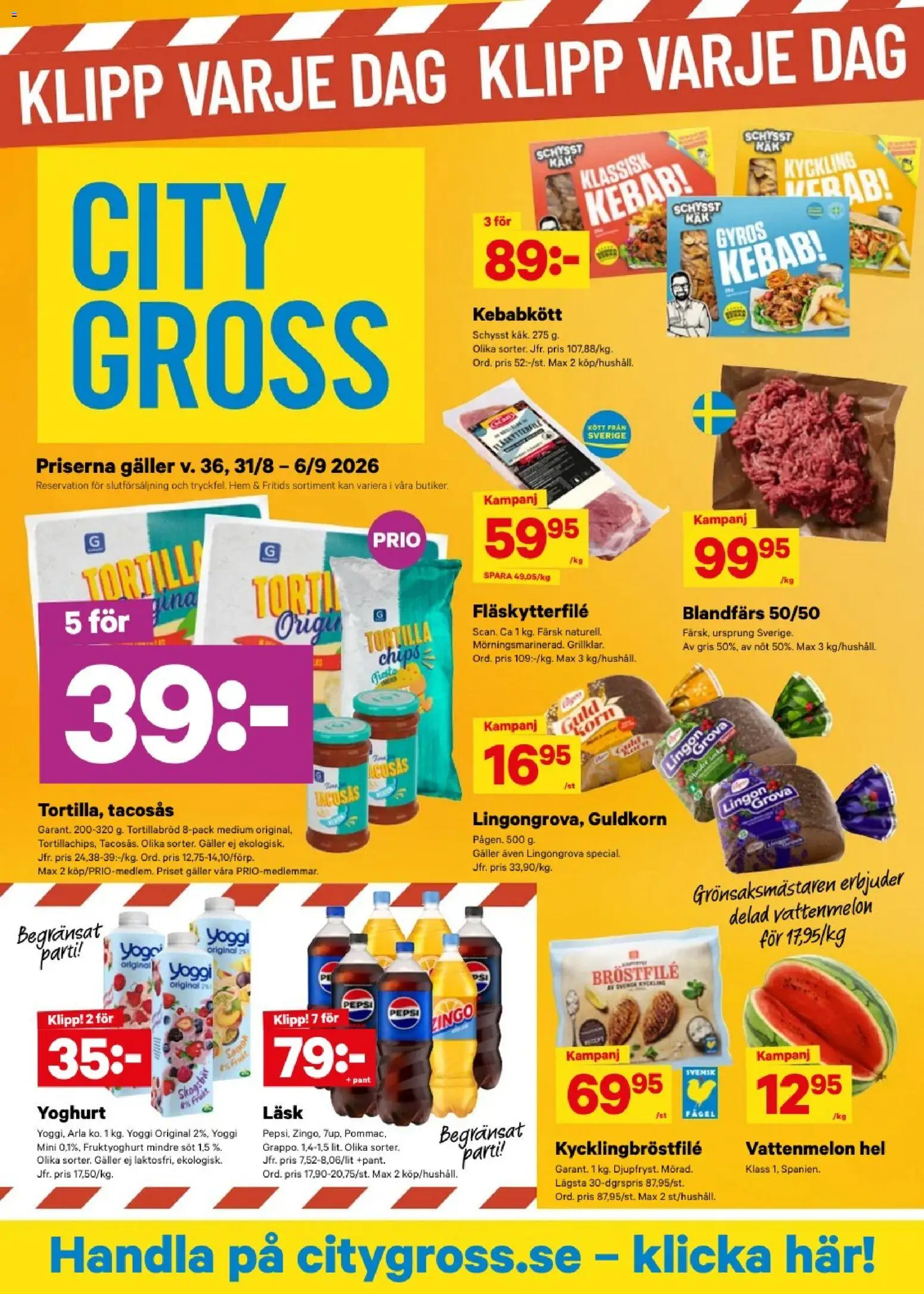 Förhandsgranska reklamblad City Gross erbjudanden från butik City Gross gäller från 29/08/2026