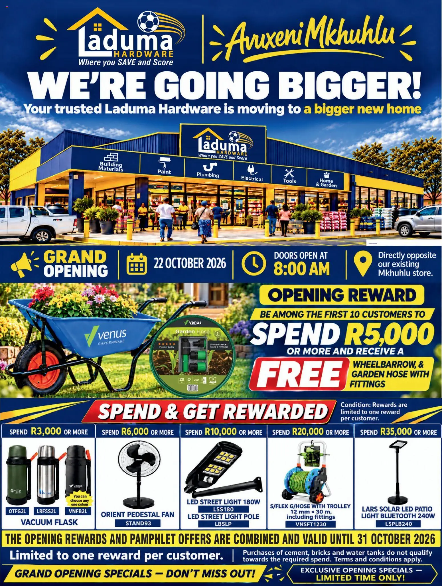 Laduma Hardware Grand Relaunch from 22/10 - 31/10/2026