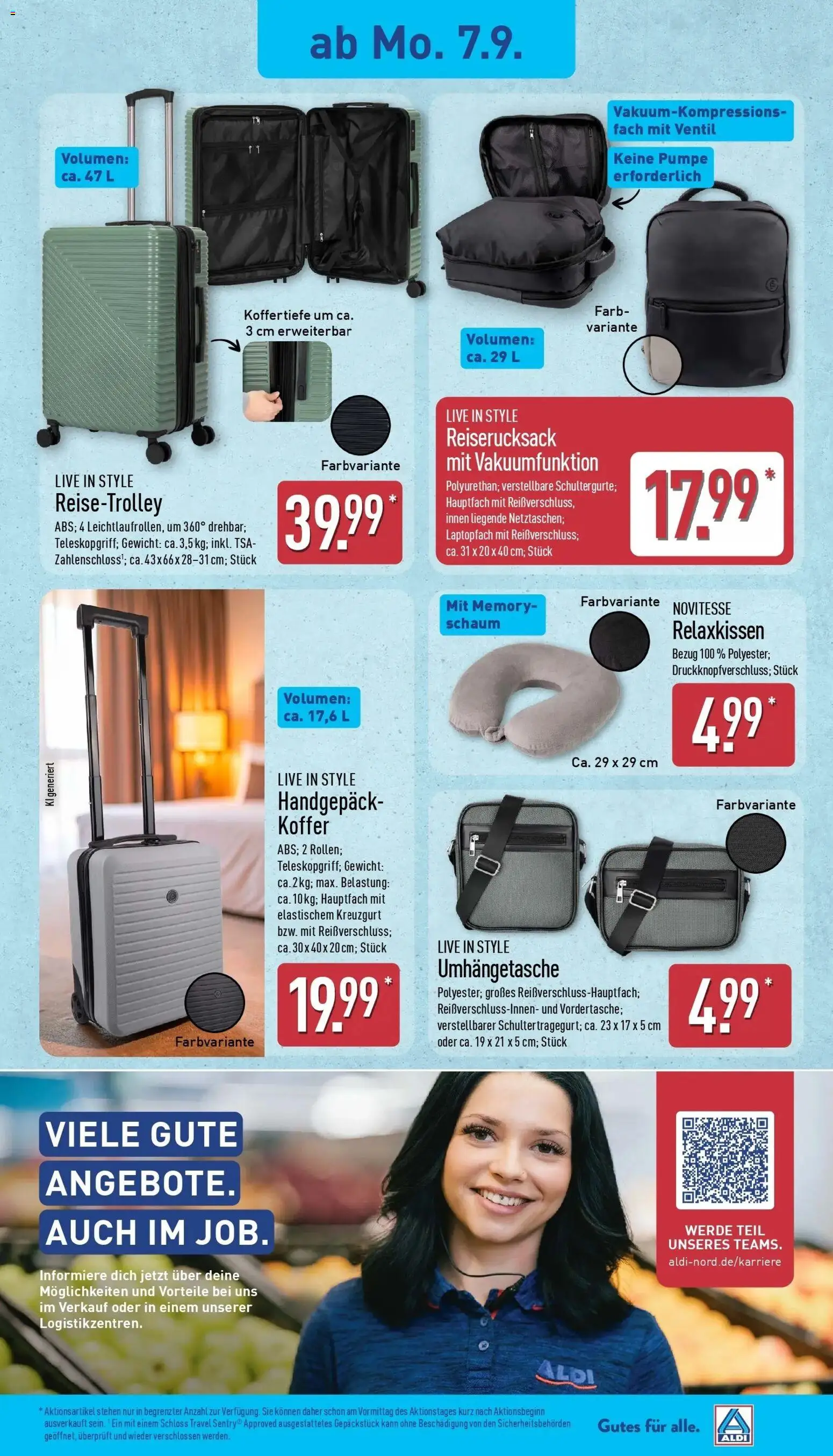 Vorschau von dem Prospekt des Geschäftes Aldi, gültig ab dem 07.09.2026 - Koffer, Gewicht