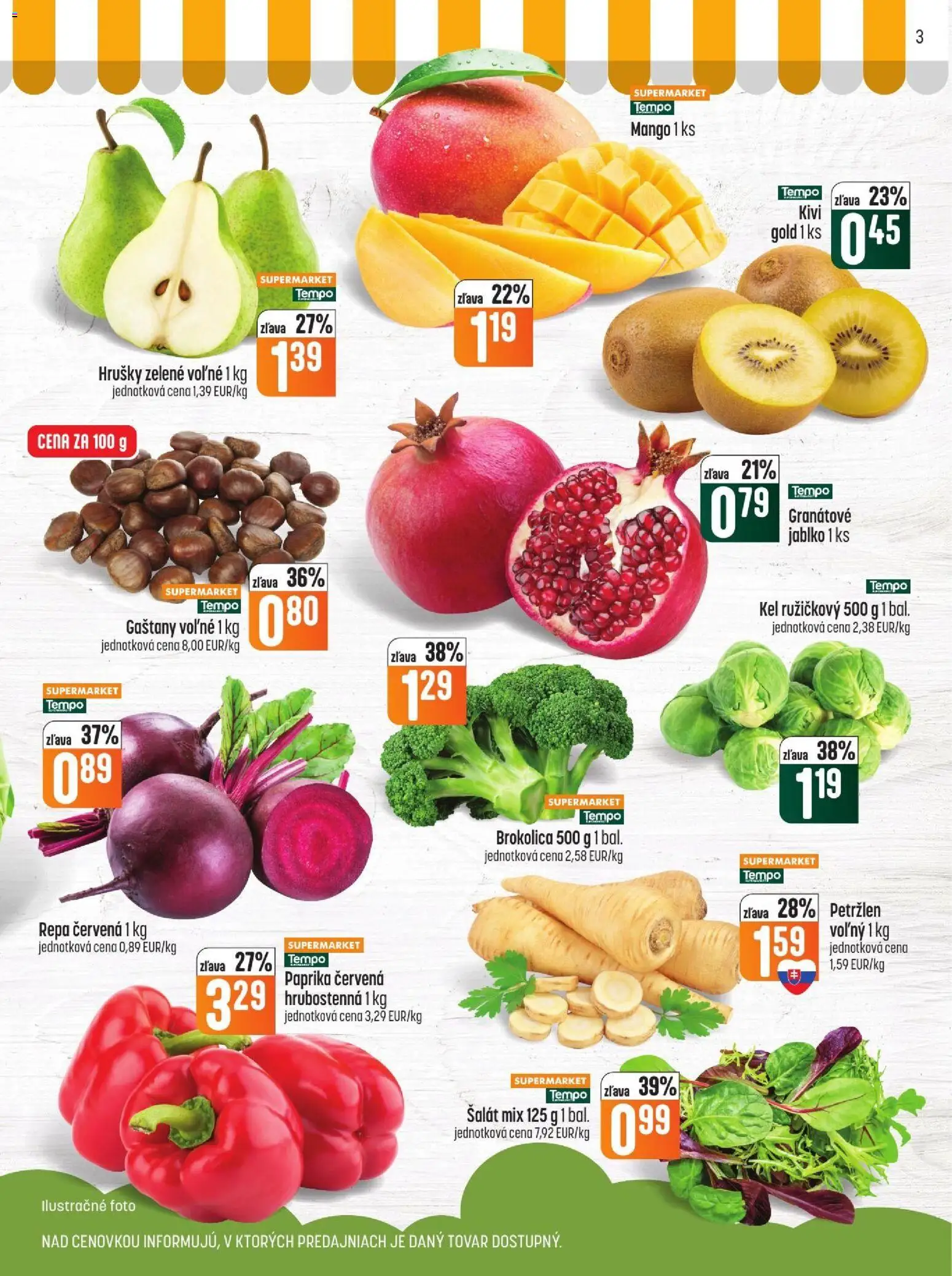 Náhľad COOP Jednota letáku platného od 29.10.2026 - Šalát, Kel, Brokolica, Kivi, Petržlen, Repa, Granátové jablko, Gaštany