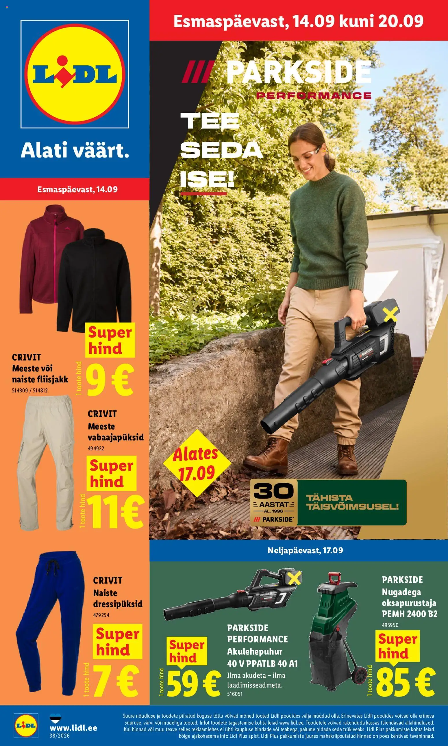 Lidl kliendilehe eelvaade alates 14.09.2026
