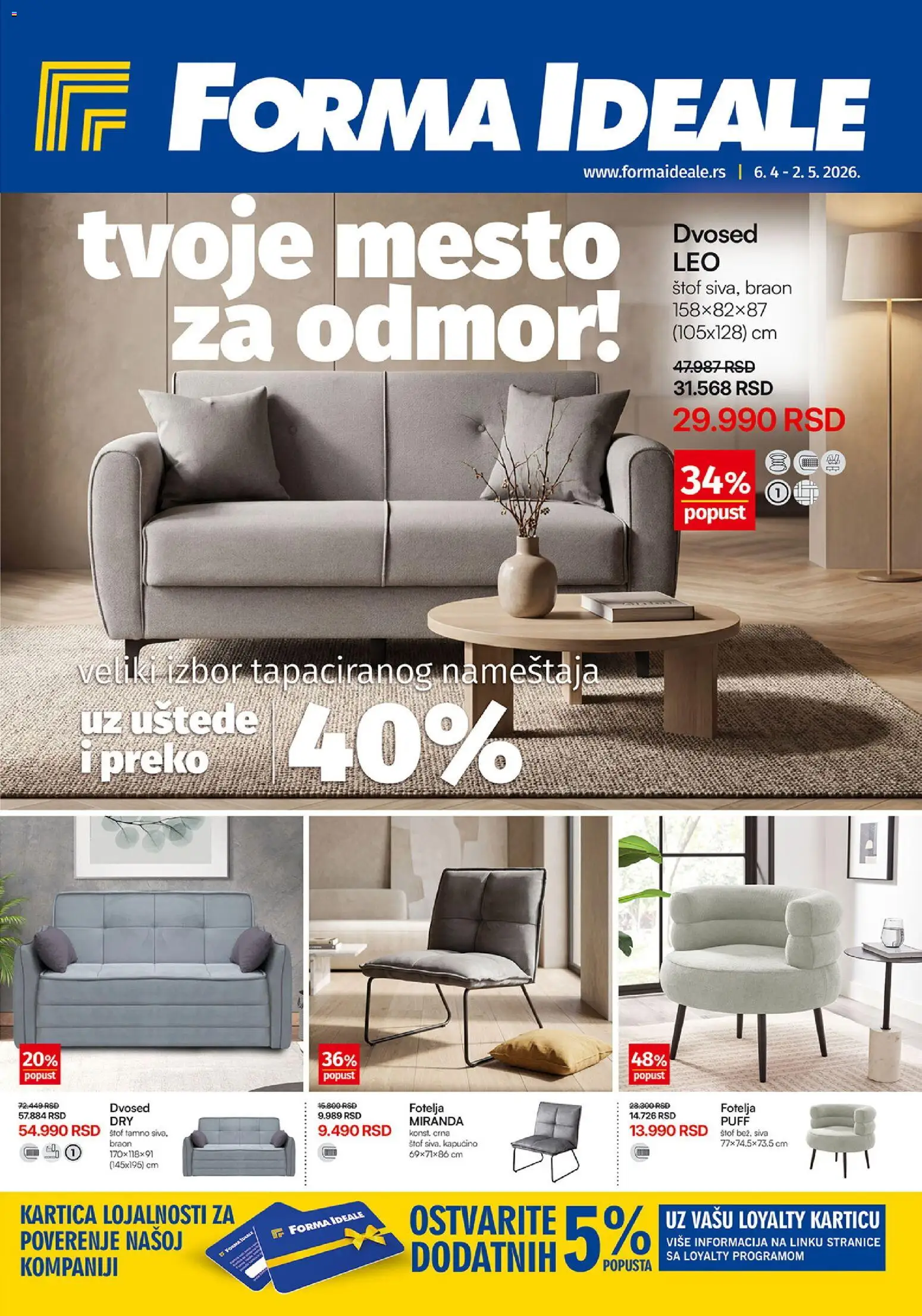 Pregled Forma Ideale kataloga - važi od 06.04.2026 - Fotelja, Dvosed