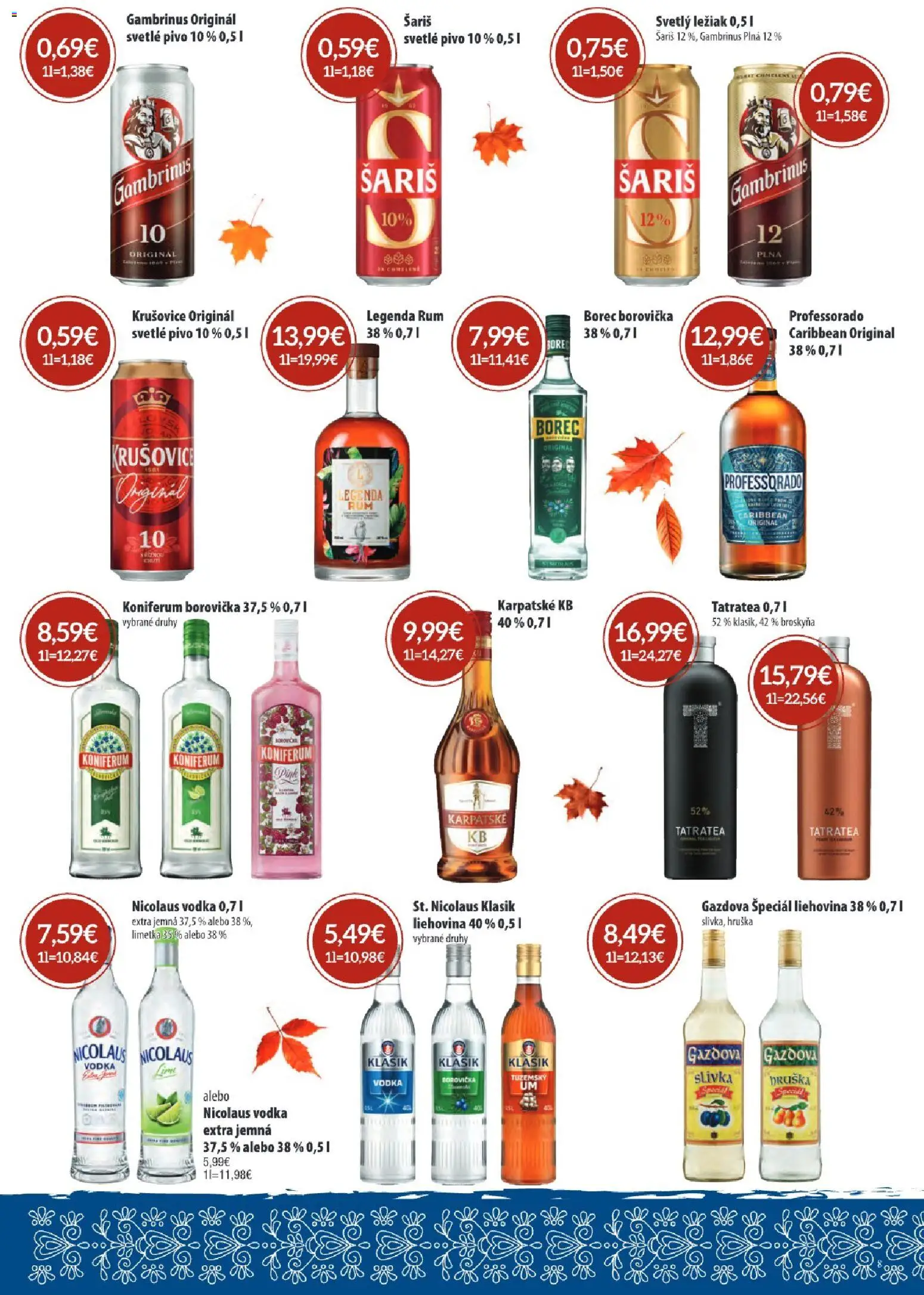 Náhľad KARMEN CBA letáku platného od 01.10.2026 - Rum, Vodka, Borovička, Nicolaus vodka, Šariš, Gambrinus, Limetka, Koniferum