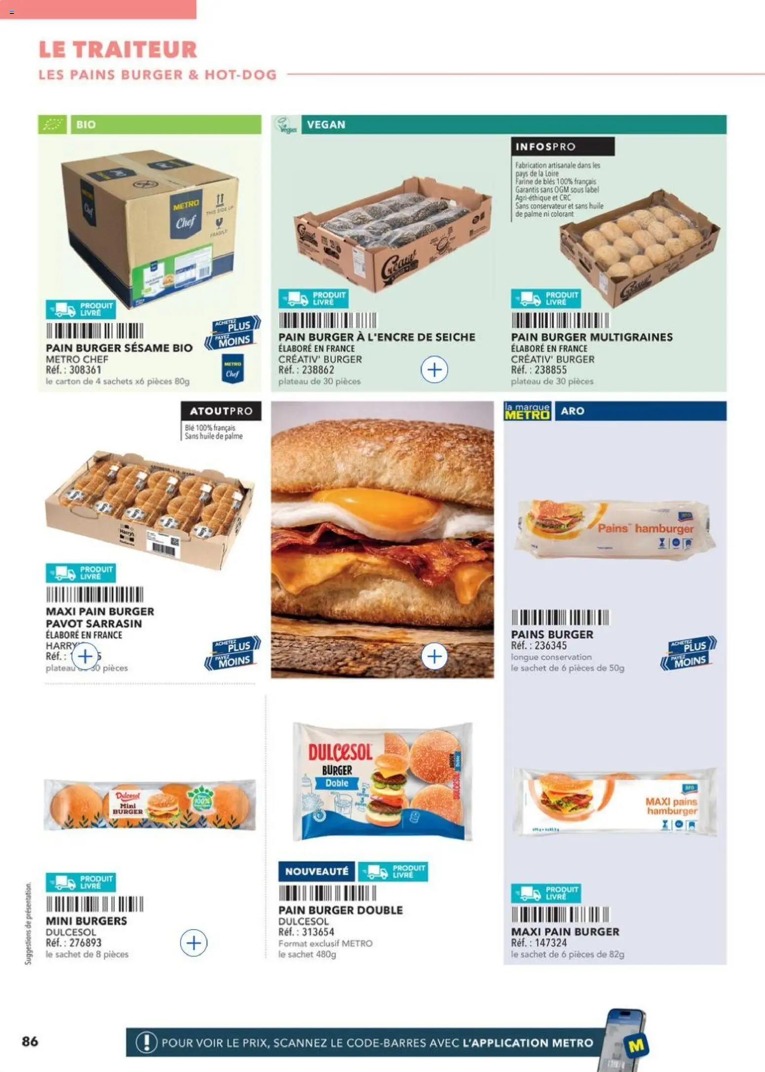 Prévisualisation de METRO - Restauration rapide du magasin METRO formulaire valide 14/04/2026 - Burger, Livre, Farine, Huile, Blé, Plateau, Mini burgers, Pains hamburger