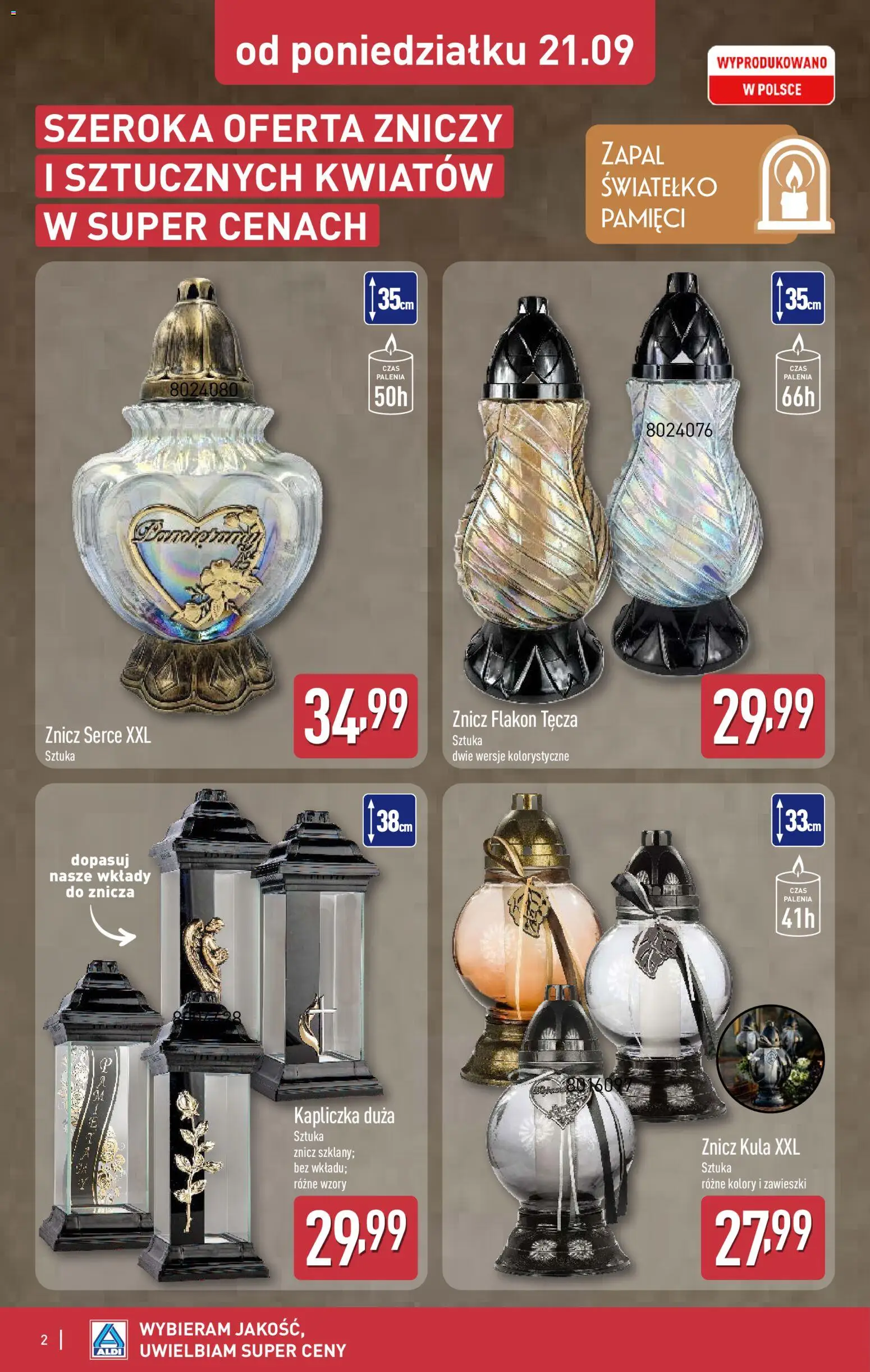Pogląd gazetki "Aldi gazetka - Szeroka oferta zniczy w super cenach" ze sklepu Aldi ważnej od 21.09.2026