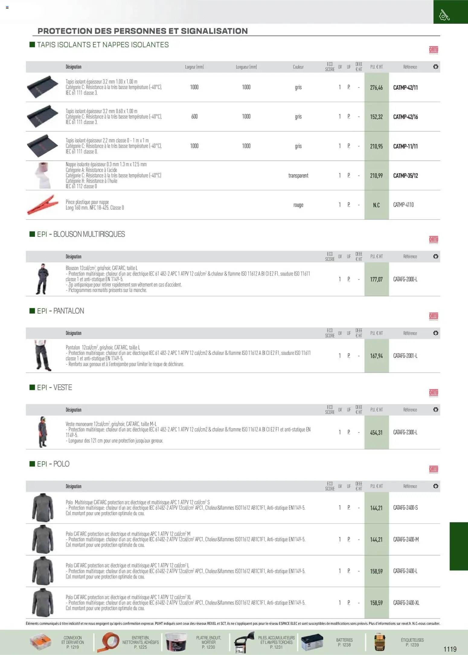 Prévisualisation de Brochure EPI, mesure, outillage, fixations et consommables du magasin Rexel formulaire valide 18/11/2025 - Tapis, Polo, Veste, Pantalon, Mortier, Nappe, Pince, Blouson