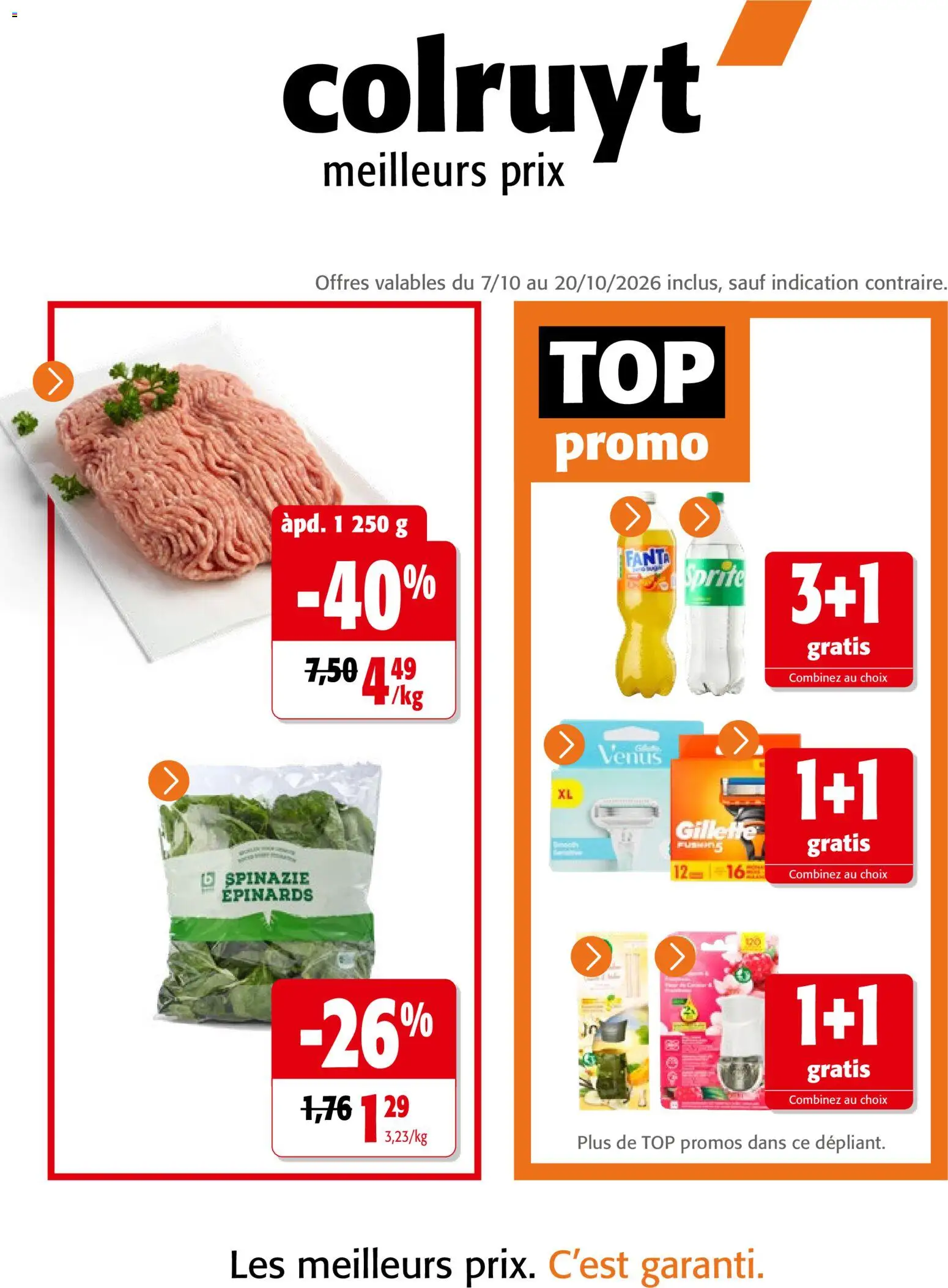 Prévisualisation de Colruyt catalogue du magasin Colruyt formulaire valide 07/10/2026 - Épinards, Fanta, Sprite